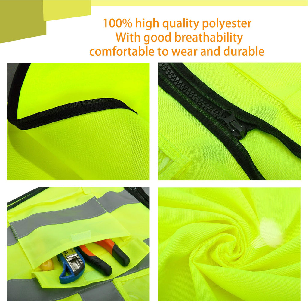 Custom Safety Vest for Men with Pockets Construction Vest High Visibility Reflective Vest Safety Vests Black Safety Vest