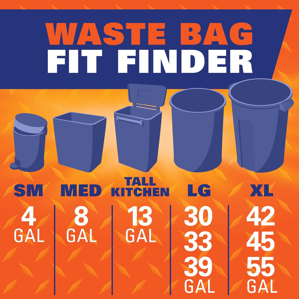 Hefty Ultra Strong 13 Gal Kitchen Trash Bags, Black, Clean Burst, 80ct