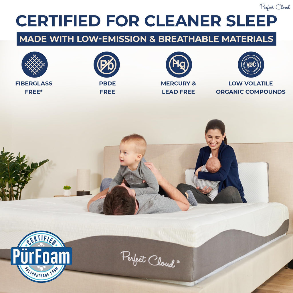 Perfect Cloud UltraPlush Full Mattress - 10 Inch Cooling Gel Memory Foam, Charcoal-Infused, Pressure Relief, Motion Isolation, Bed in a Box, Made in USA
