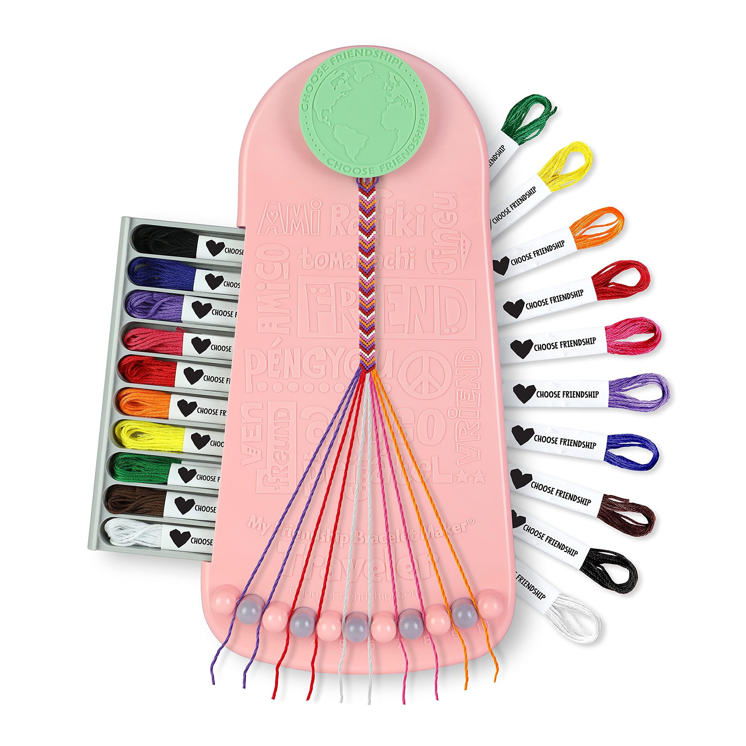 Choose Friendship Bracelet Making Kit – 20 Pre-Cut Threads, Portable Loom with Storage, Makes 8 Bracelets, Craft Gift for Kids Ages 8+, Dark Blue “Blueberry”