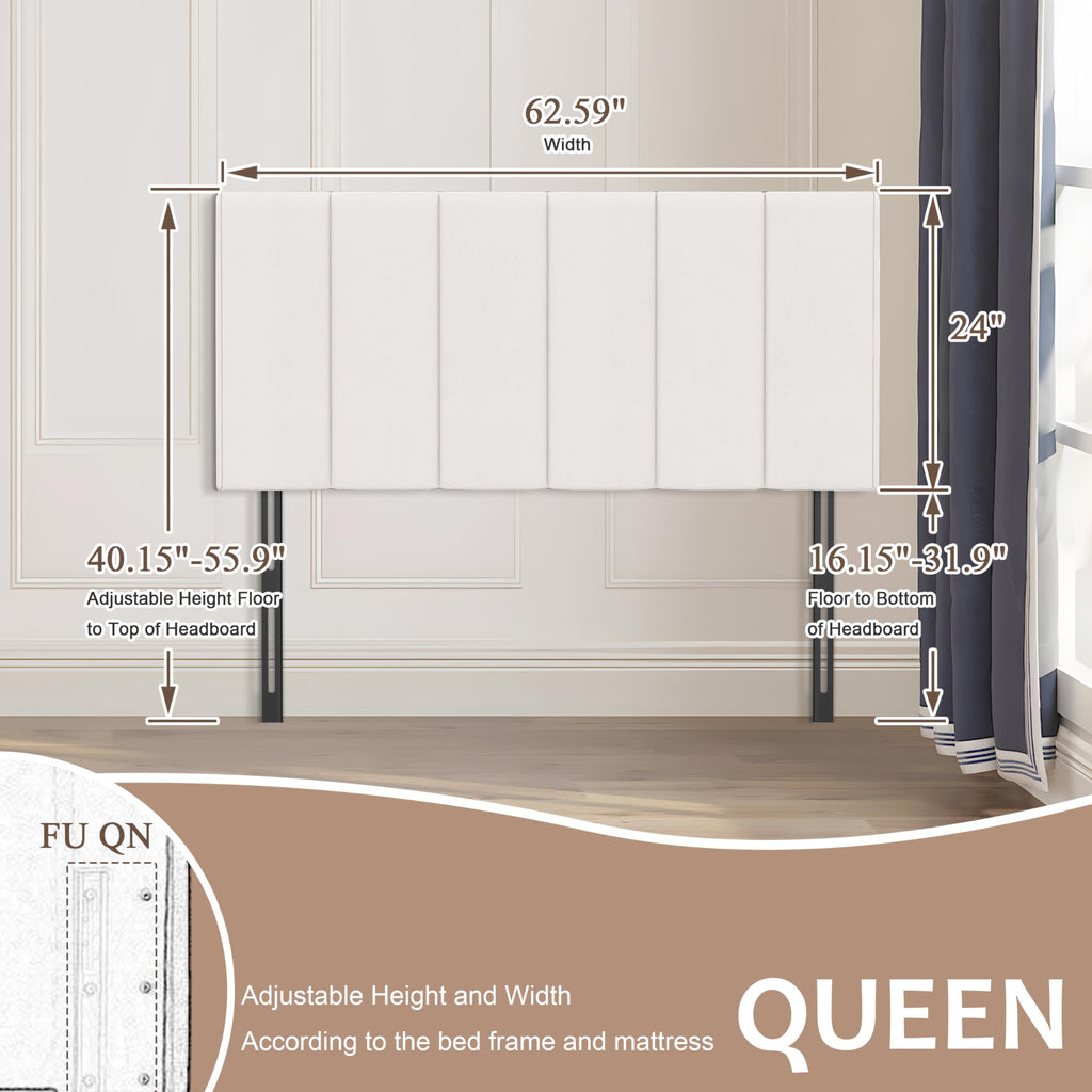 HAOBO Home Upholstered Headboards Foldable Queen/Full Linen Panels with Height Adjustments