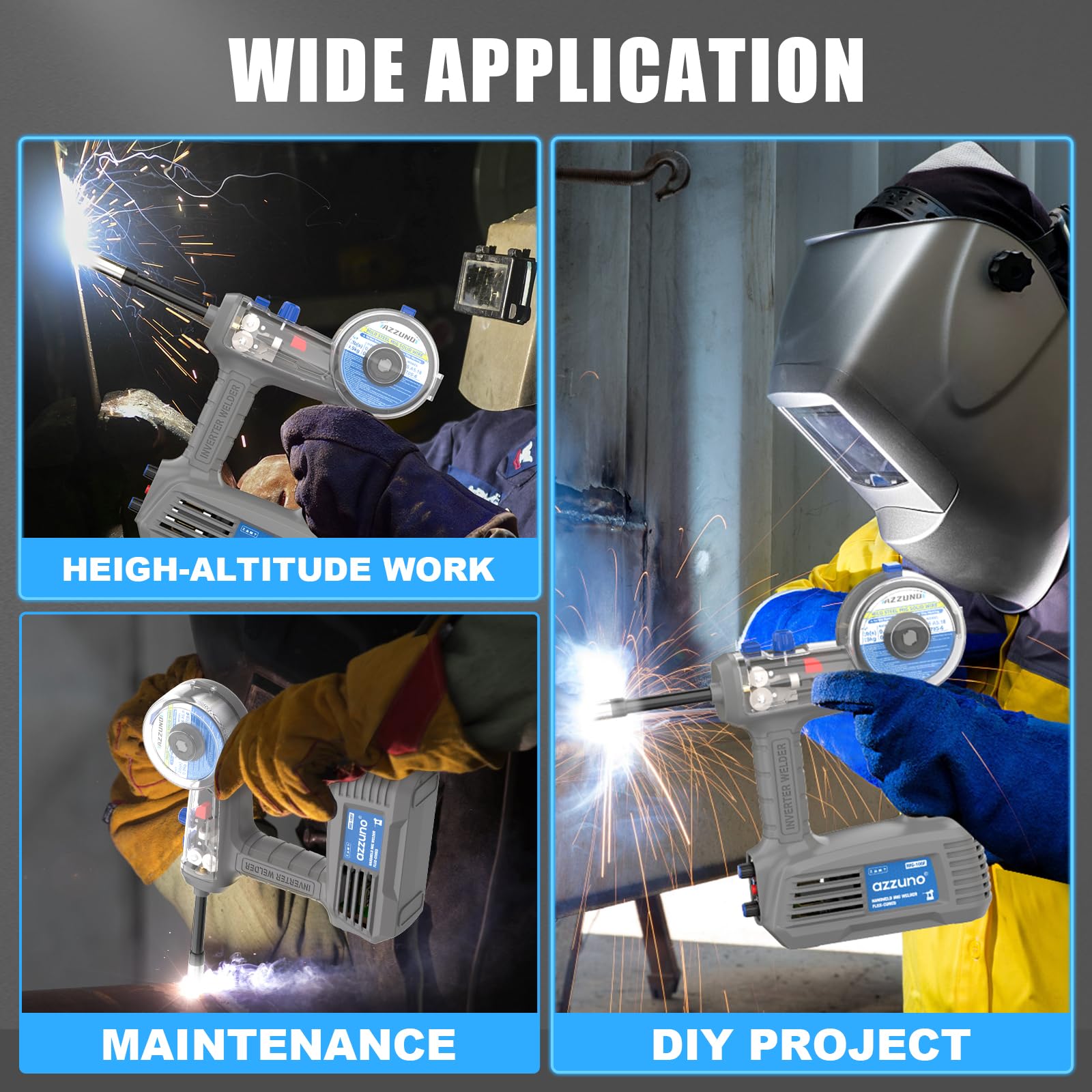 AZZUNO MIG Welder Machine 110V/220V, 155Amp 5-in-1 Gas MIG/Aluminum MIG/Gasless Flux MIG/Lift TIG/Stick Welding Machine, Wire Feed Welder