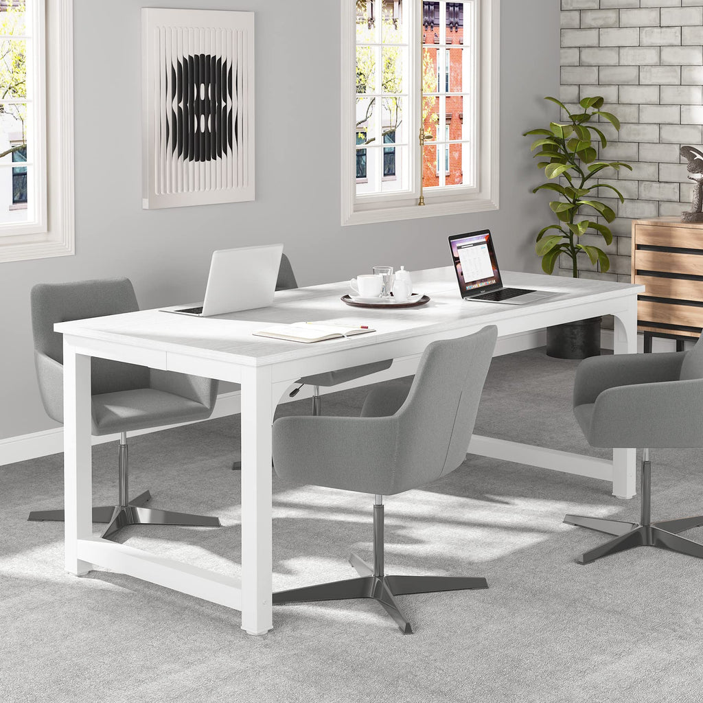 Tribesigns 63” Executive Desk, Large Office Computer Desk with Thicken Frame, Modern Simple Workstation Business Furniture for Home Office, Rustic Brown/Black