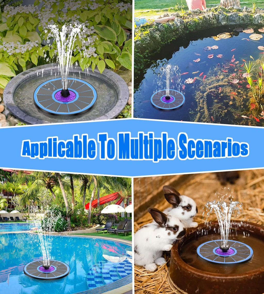 SZMP Solar Fountain 3.5W Bird Bath Fountains with Flower Upgraded Glass Panel, Solar Powered Water Fountain with 7 Nozzles & 4 Fixer, Solar Fountain Pump for Bird Bath, Garden, Pond, Outdoor -Black