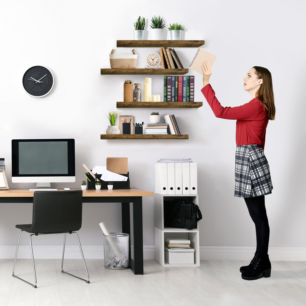 Sorbus Floating Shelves for Wall - 24" Bathroom Shelves, Wall Decor for Bedroom, Kitchen, Living Room, Home Decor & Book Storage - Mounted Floating Shelf with Invisible Brackets (Black, 2 Pack)
