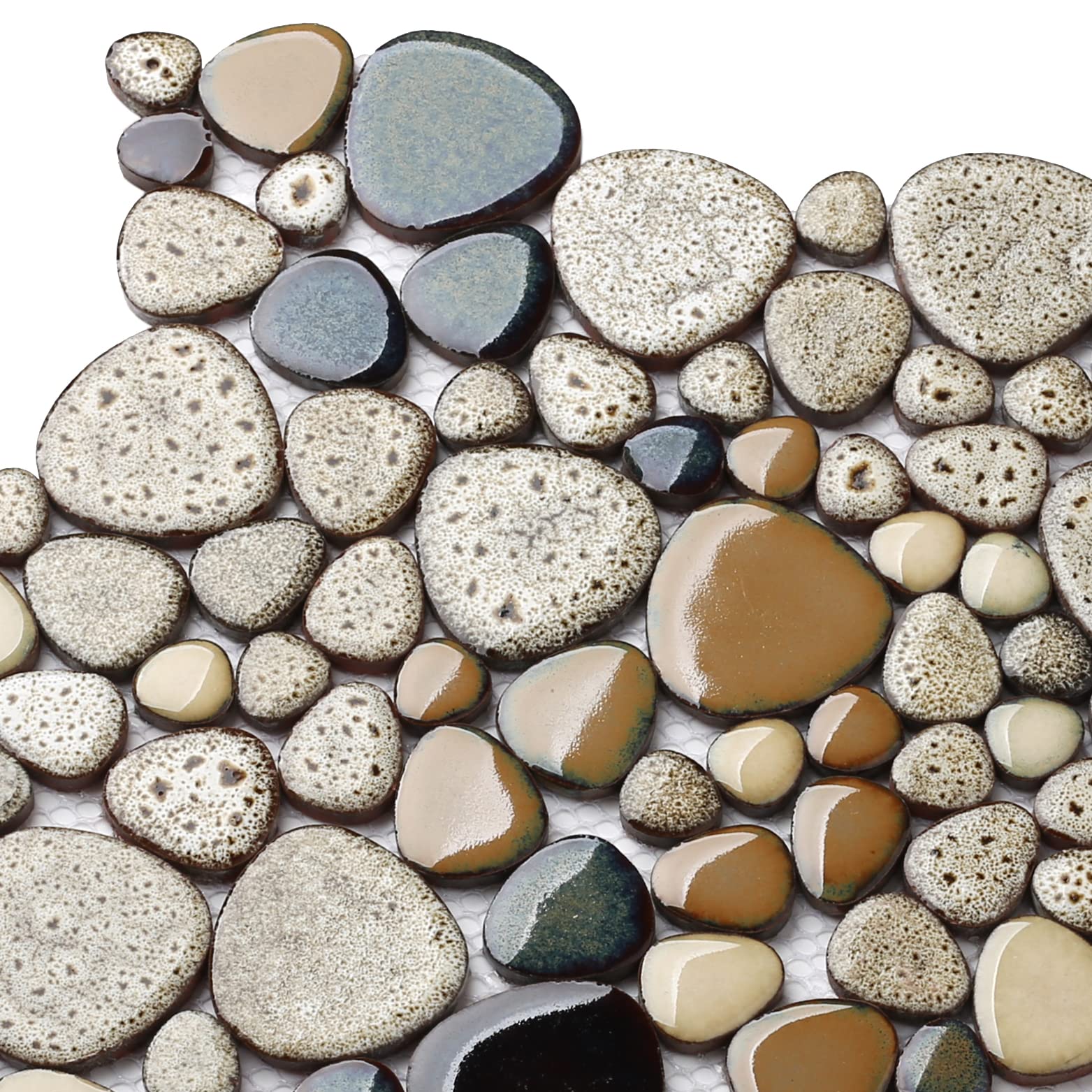 Parrotile Blue Shower Floor Pebbles Tile Bathroom Mosaic Backsplash Wall Tiles (5 Sheets)
