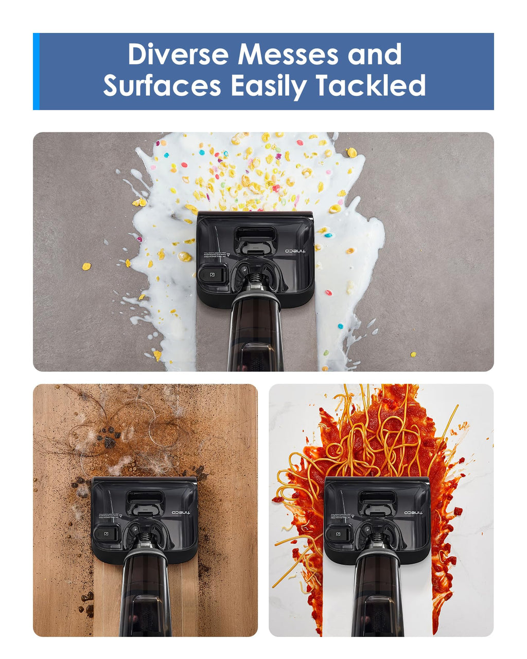 Tineco Floor ONE i5 Stretch Wet Dry Vacuum Cleaner, Vacuum & Mop in One Step, 20kpa Powerful Suction, 180° Lay-Flat Design, Anti-Tangle Design, Dual-Sided Edge Cleaning, Up to 30* Minutes Runtime