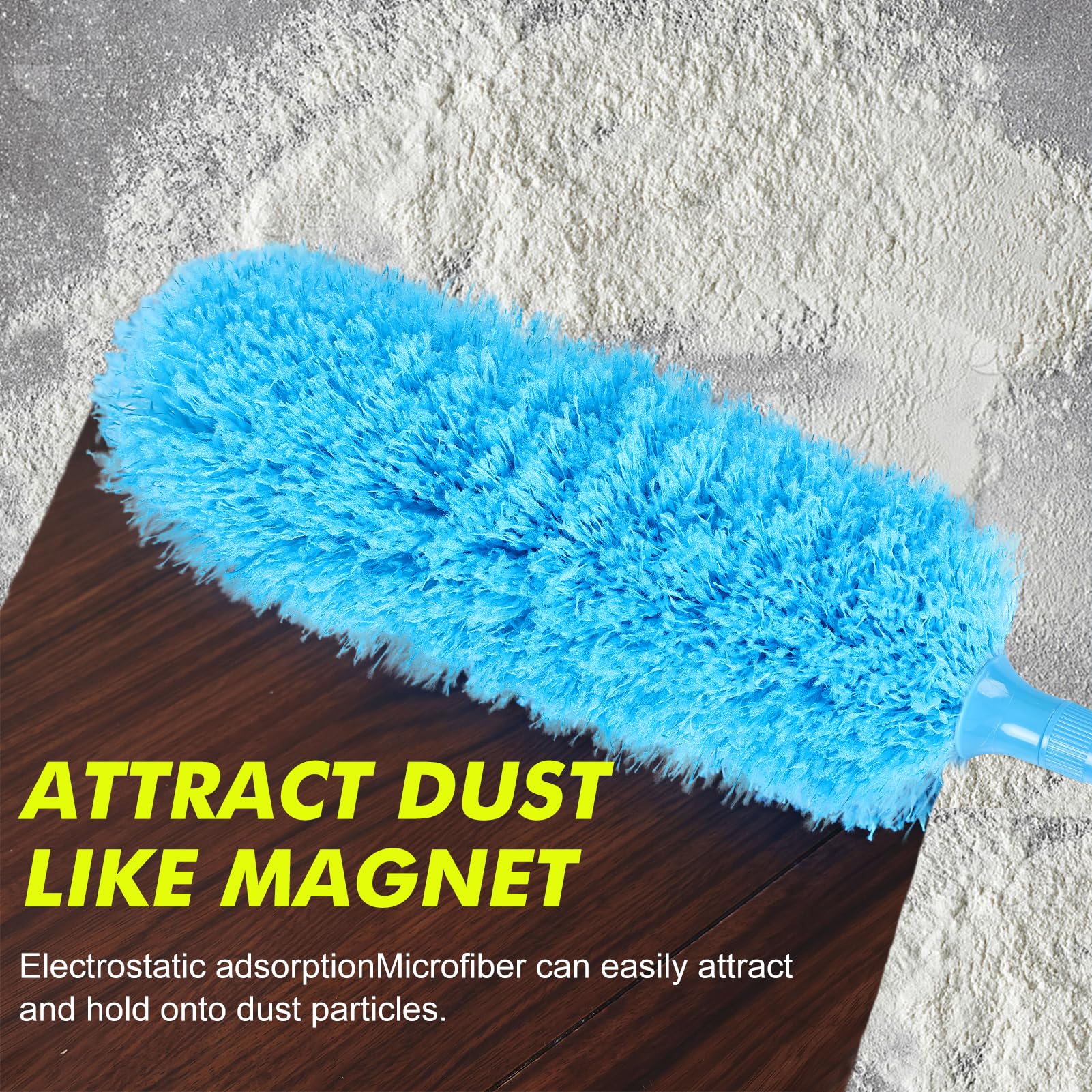 Ceiling Fan Cleaner Duster Reusable Microfiber Removable Duster with Extension Pole Adjusts 12 to 71 Inch for Cleaning Walls Bookshelves Furniture Door Window Top (Blue)