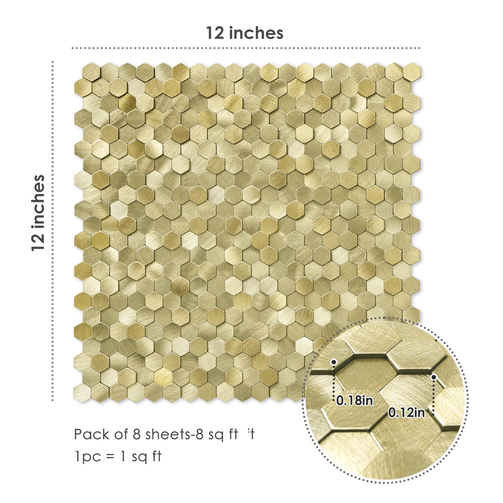STICKGOO Peel and Stick Backsplash Tiles, Stick on Mosaic Self Adhesive Tiles, 3D Hexagon Backsplash for Kitchen Bathroom Fireplace Vanity (8PCS, Copper)