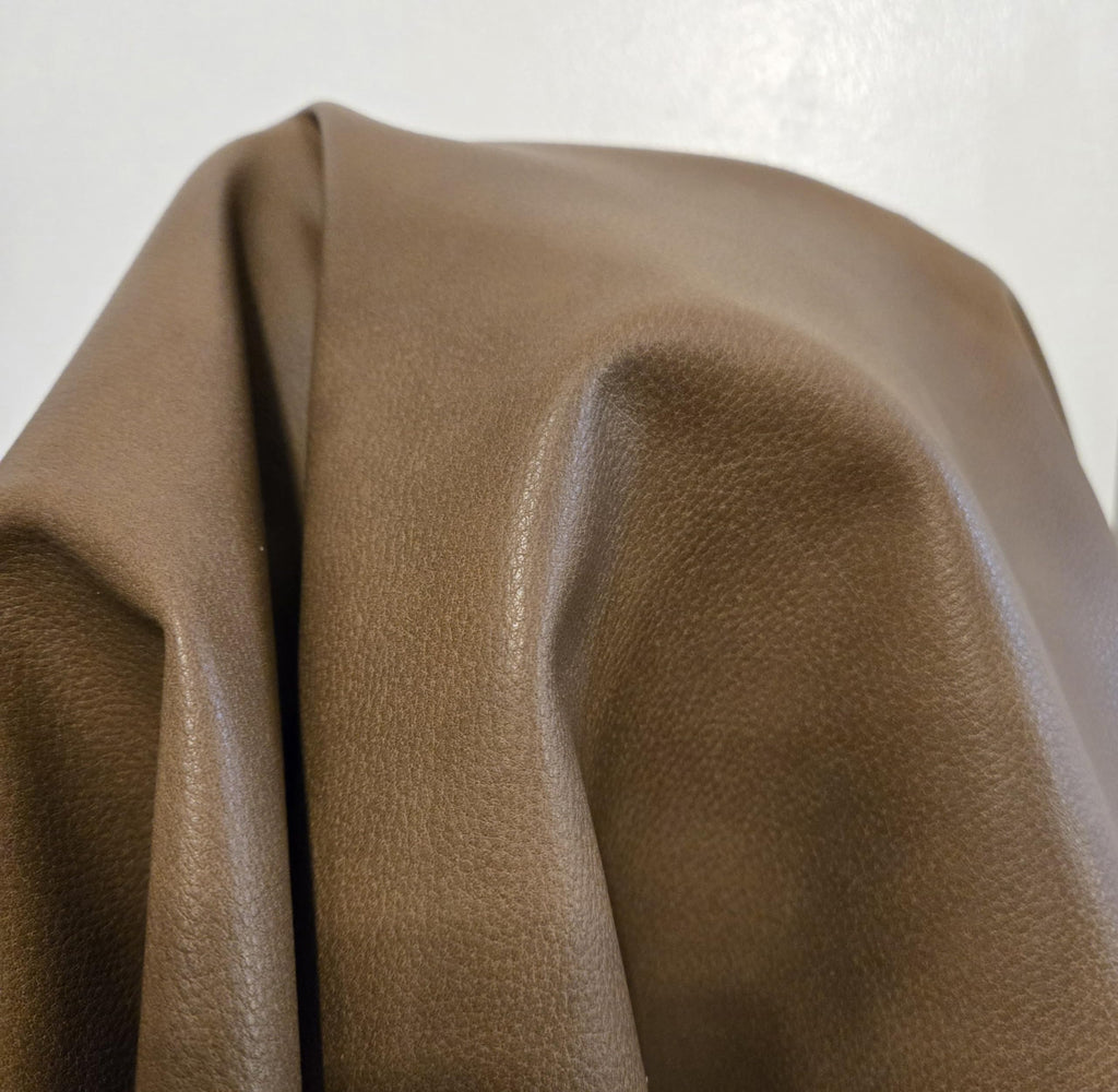 NAT Leathers™ | Acorn Brown Crazy Horse Soft Faux Leather Sheet PU (Peta Approved Vegan) | by The Yard Synthetic Pleather 0.9 mm Thick | 1 Yard (36 x 54 inch) Smooth Upholstery | Acorn, 1 Yard