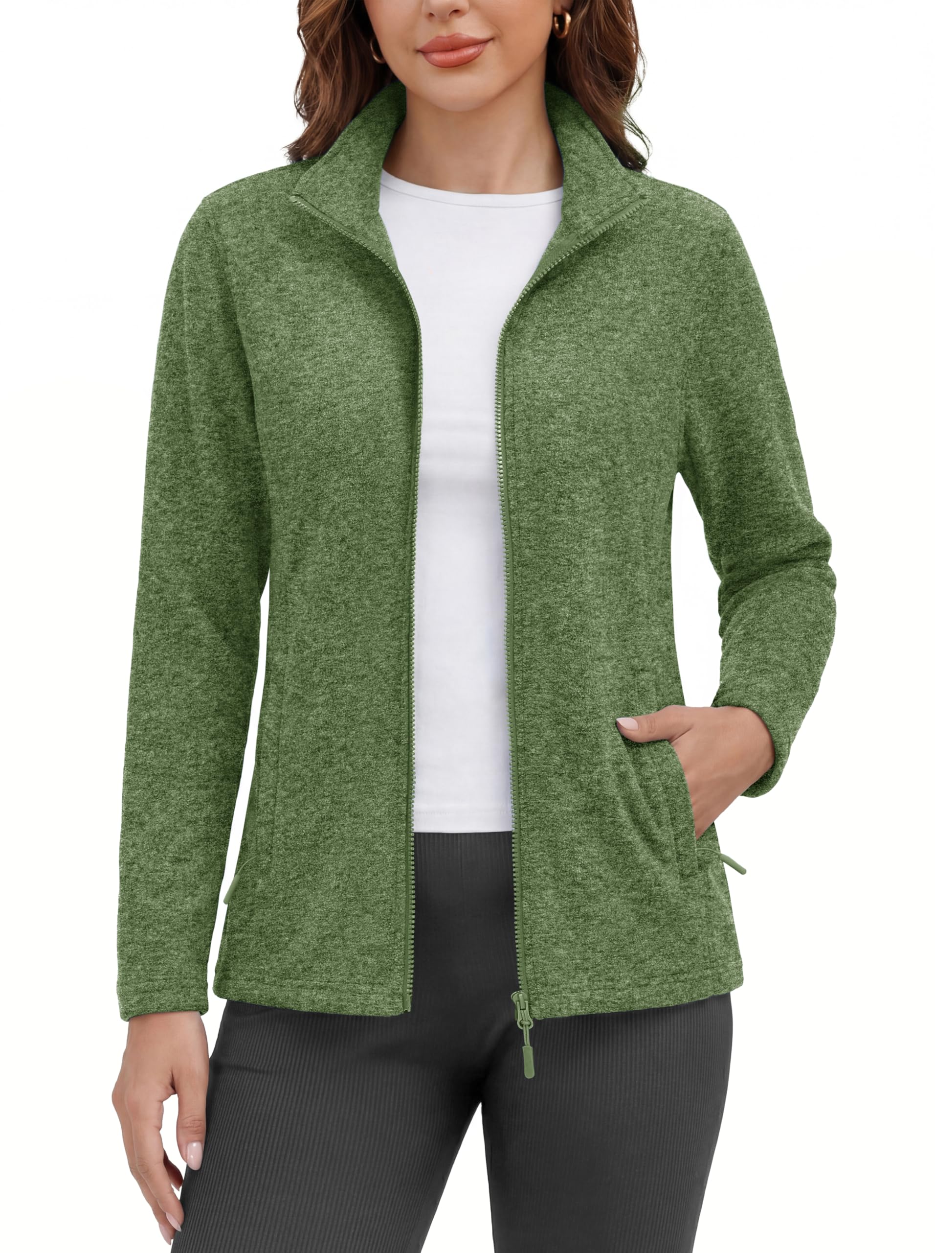 MAGCOMSEN Fleece Jacket Women Zip UP Lightweight Soft Polar Warm Winter Jackets for Women with Pockets Outdoor Hiking