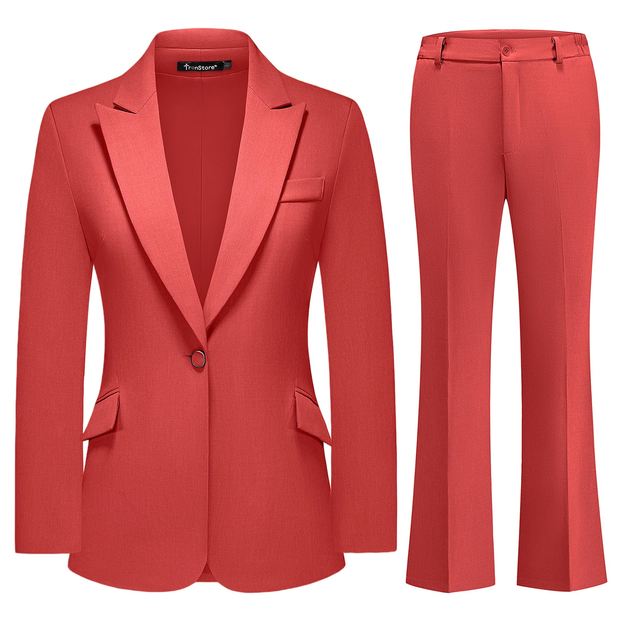 Women's Suit 2 Piece Set Pinstripe Blazer and Bootcut Dressy Pants Set for Work Office Business Outfits