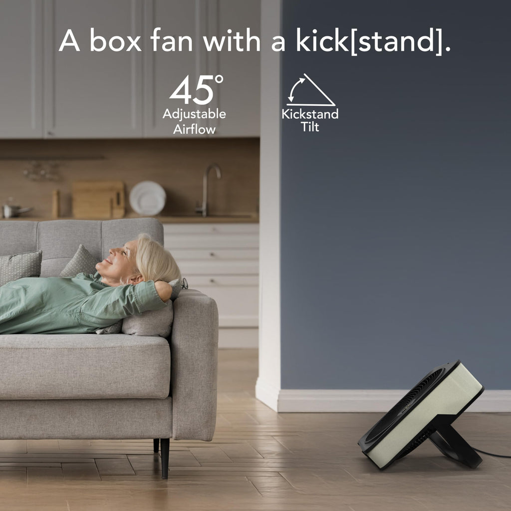 Vornado Model 80 High Velocity Electric Box Fan with Removable Grille, 5 Speed Settings, Powerful Airflow, Whole Room Air Circulation, Targeted Cooling, Cord Storage, Durable Floor Fan, Ice White