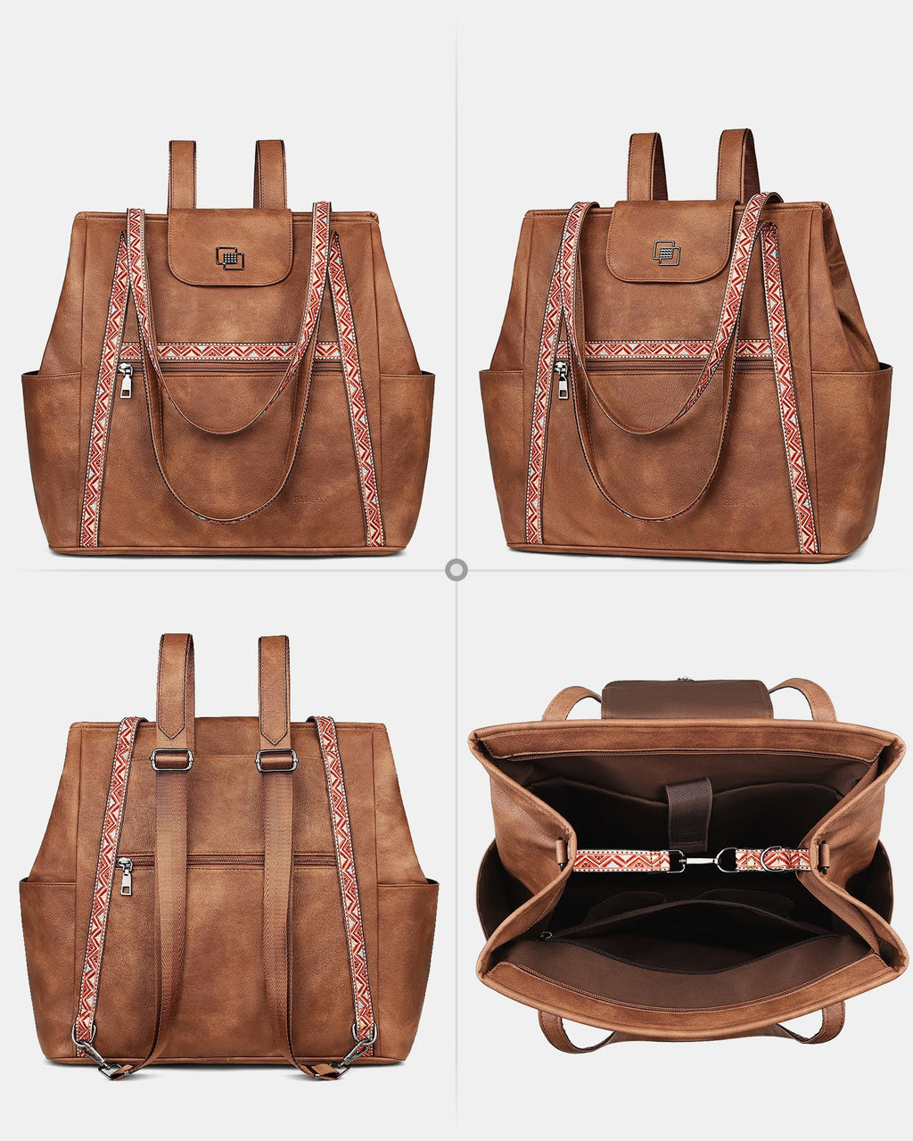 FADEON Large Laptop Tote Bag for Women Designer Leather Laptop Bag Fashion Travel Backpack Purse Shoulder Handbag