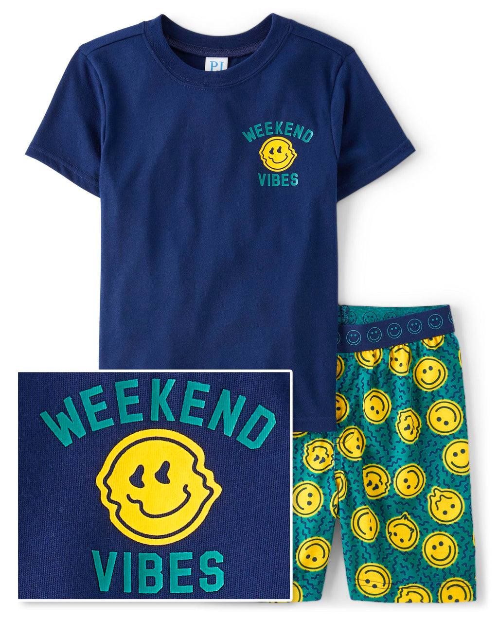 The Children's Place boys Short Sleeve Top and Shorts,2 Piece Pajama Set