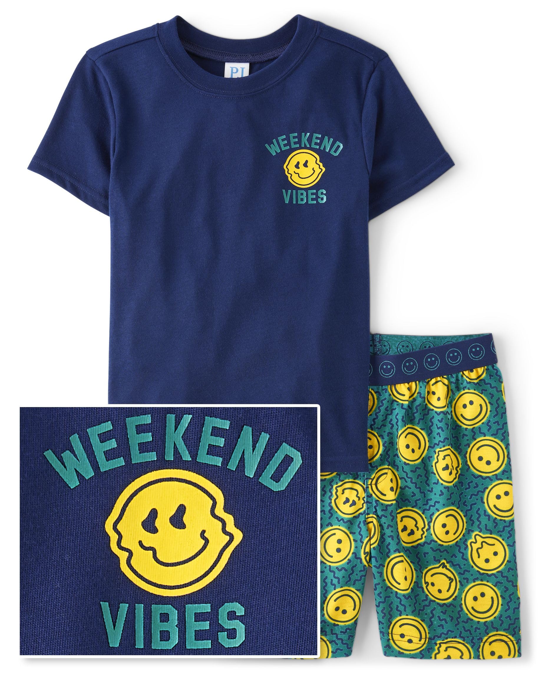 The Children's Place boys Short Sleeve Top and Shorts,2 Piece Pajama Set