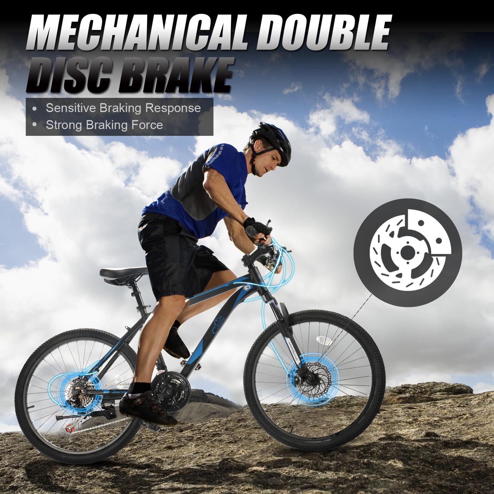 Ktaxon Mountain Bike 24/26/27.5 Inch Men & Women Mountain Bike with 21-Speed Adult Bikes, Double Disc Brake, Suspension Fork and High Carbon Steel Frame