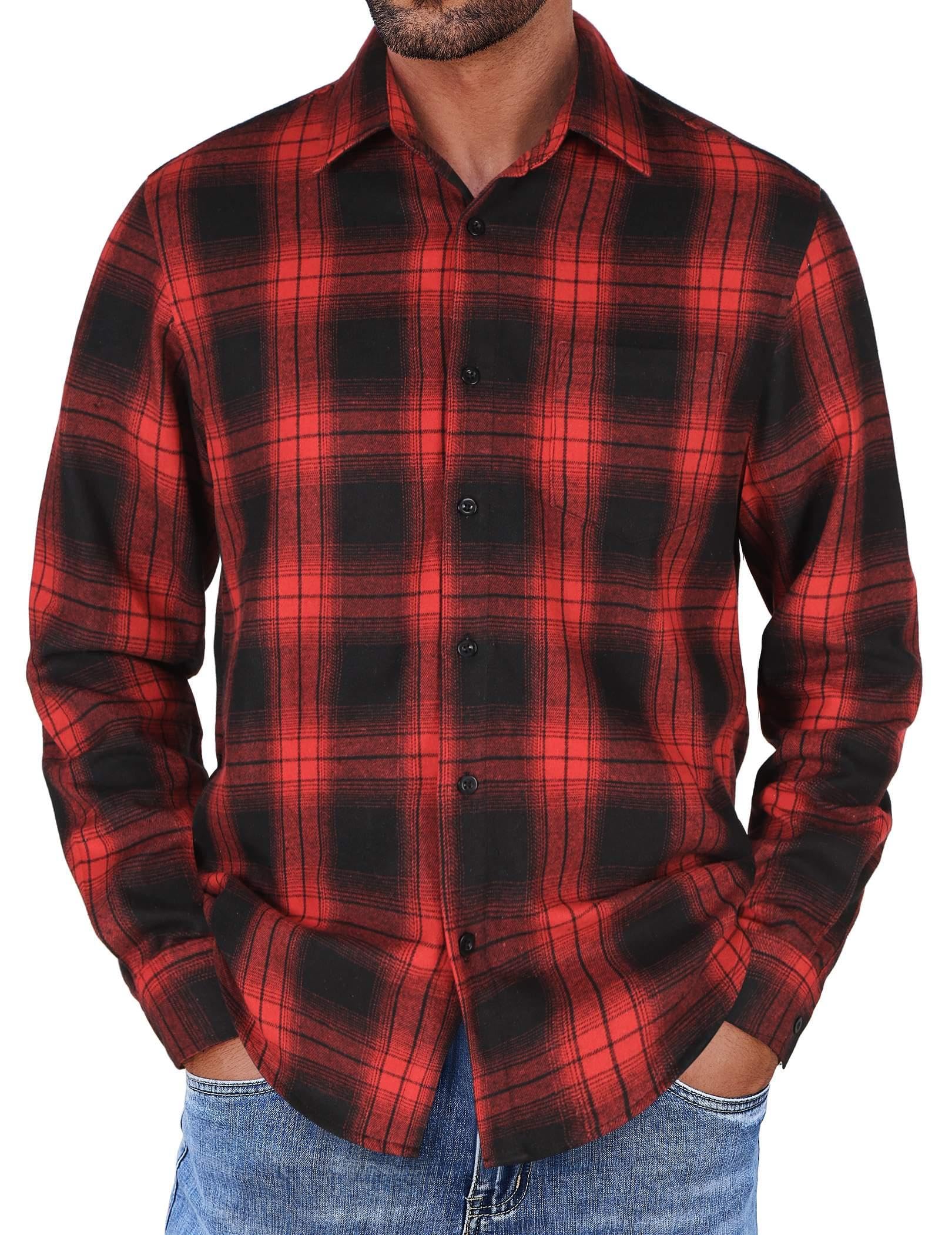COOFANDY Mens Flannel Shirts Long Sleeve Button Down Shirt with Pocket Casual Shirts Work Shirts for Men