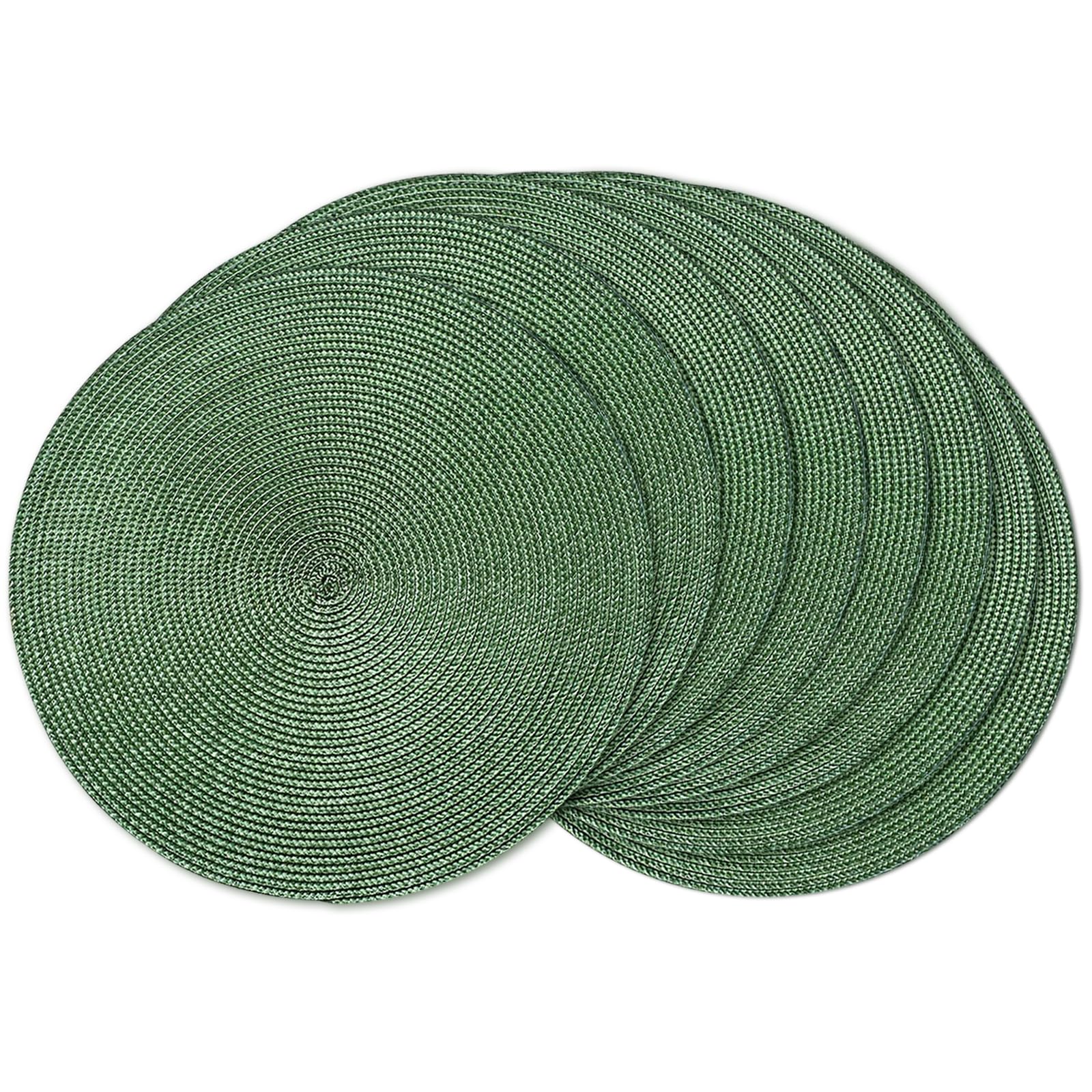 AHHFSMEI Round Placemats Set of 6 Heat Resistant Washable Non-Slip Woven Braided Table Mats for Dining Table Kitchen & Home Decor (Beige)