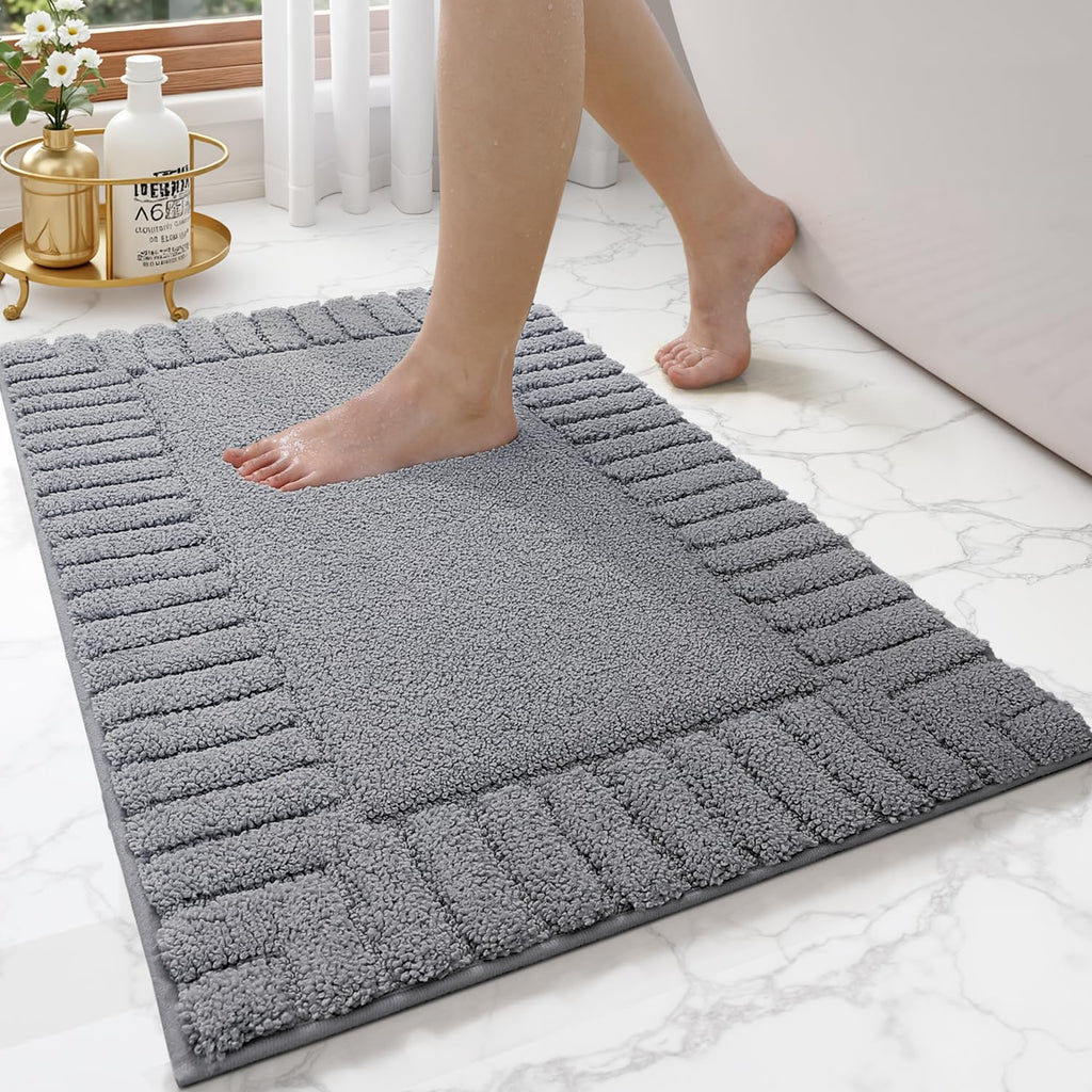 LUMI Bathroom Rugs Non Slip with Rubber Backing, Extra Soft Plush Microfiber Bath Rug Absorbent, Machine Washable Bath Mat Quick Dry for Tub, Shower, Hotel, Beige, 16"x24"