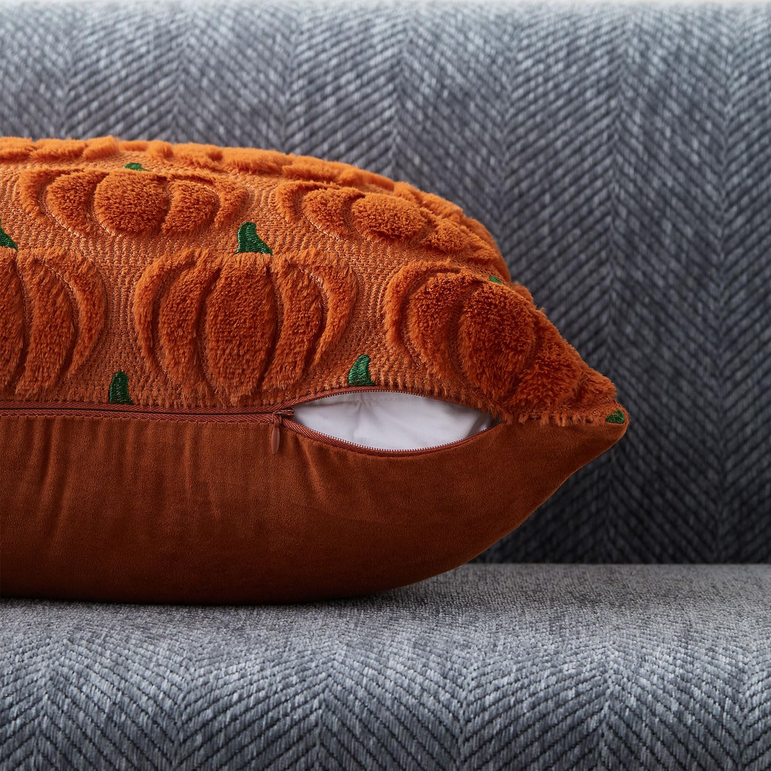 DFXSZ Fall Pillow Covers 16x16 Set of 2 Fall Decorations Autumn Beige Pumpkin Throw Pillow Cases Soft Plush Faux Fur Wool Couch Cushion Case for Chair Sofa Bedroom Living Room Home Decor PTK02B16