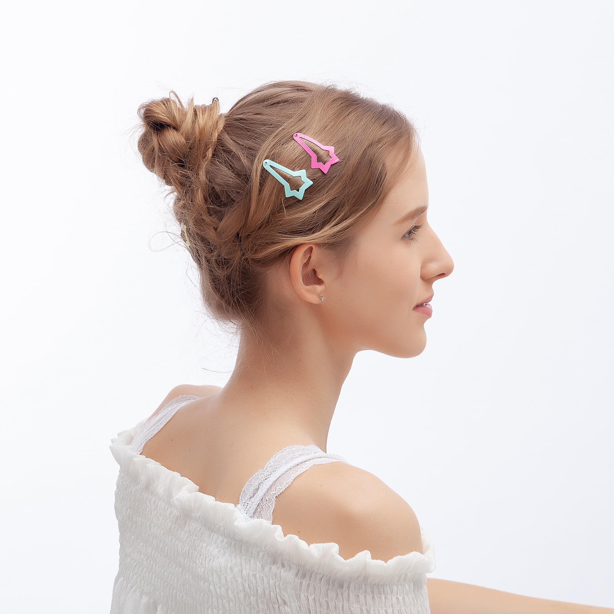 ECADY 100-Piece Metal Snap Hair Clips for Girls, Toddlers, and Kids, Hair Bow Barrettes Perfect for Fine Hair, Thick Hair, and More - Featuring Fun Bow Designs
