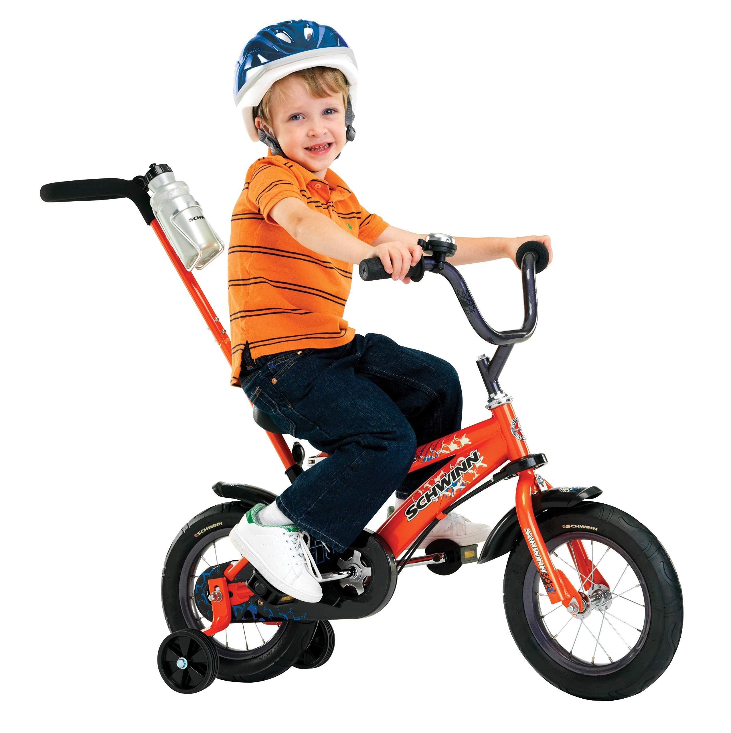 Schwinn Petunia and Grit Bike, Bike for Kids Ages 2-4, Steerable Beginner Bicycle with Training Wheels, Parent Push Handle, Rear Coaster Brake, Adjustable Seat