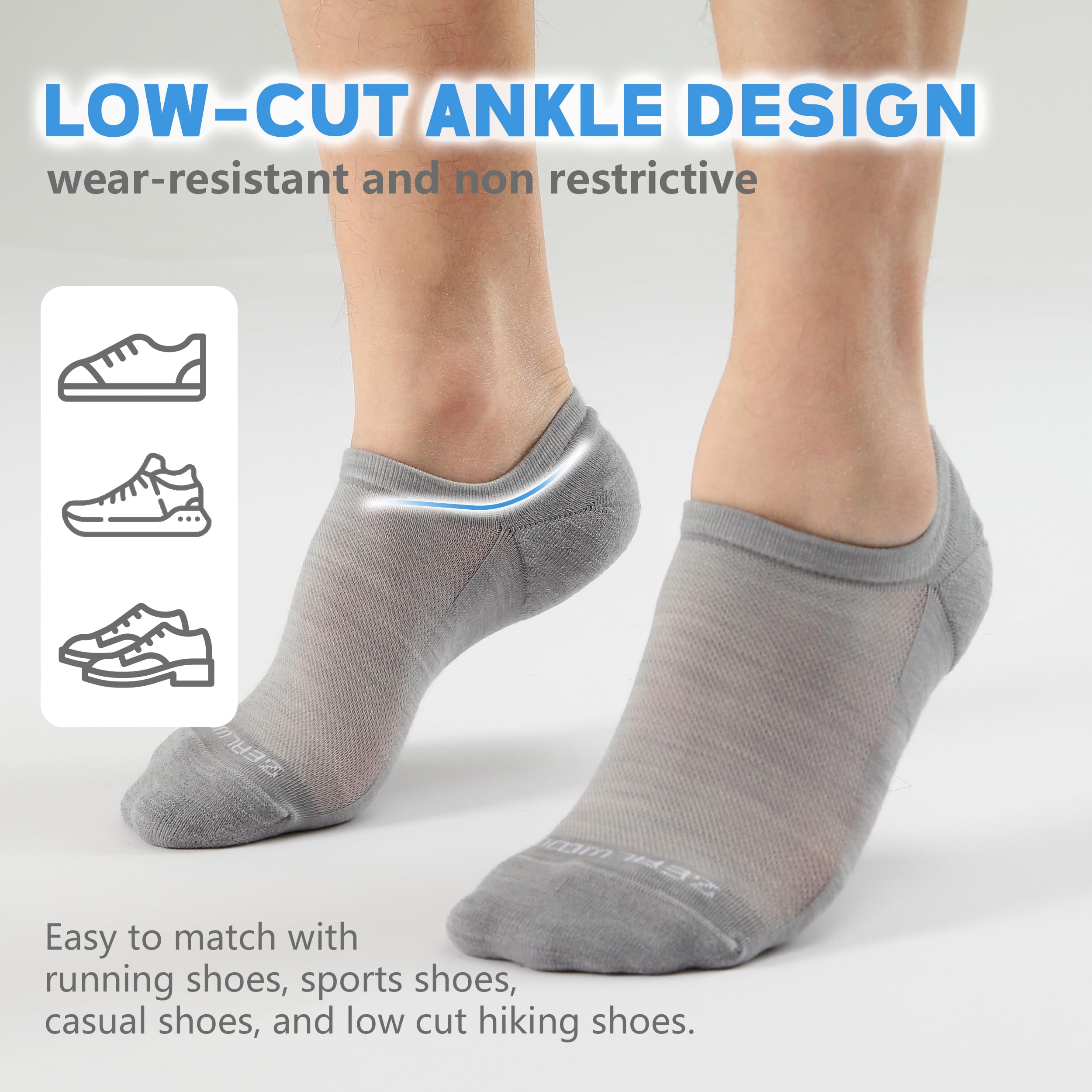 No Show Athletic Socks, ZEALWOOD 3 Pairs Merino Wool Ultra-Light Running Tennis Golf Socks for Men Women