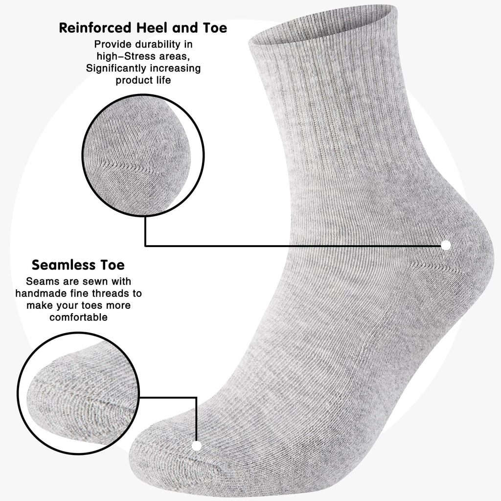 Monxiery Womens Cotton Cushioned Ankle Socks, Athletic Quarter Mini Crew Socks.