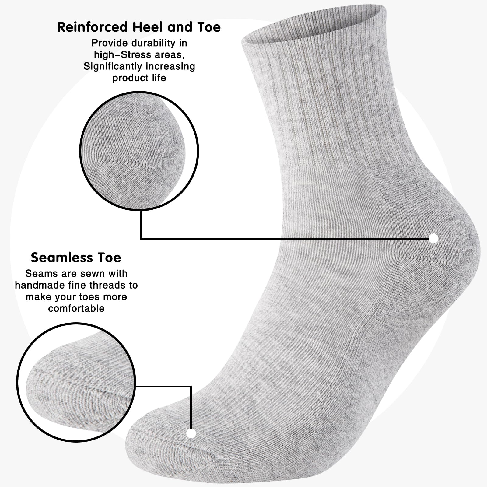 Monxiery Womens Cotton Cushioned Ankle Socks, Athletic Quarter Mini Crew Socks.