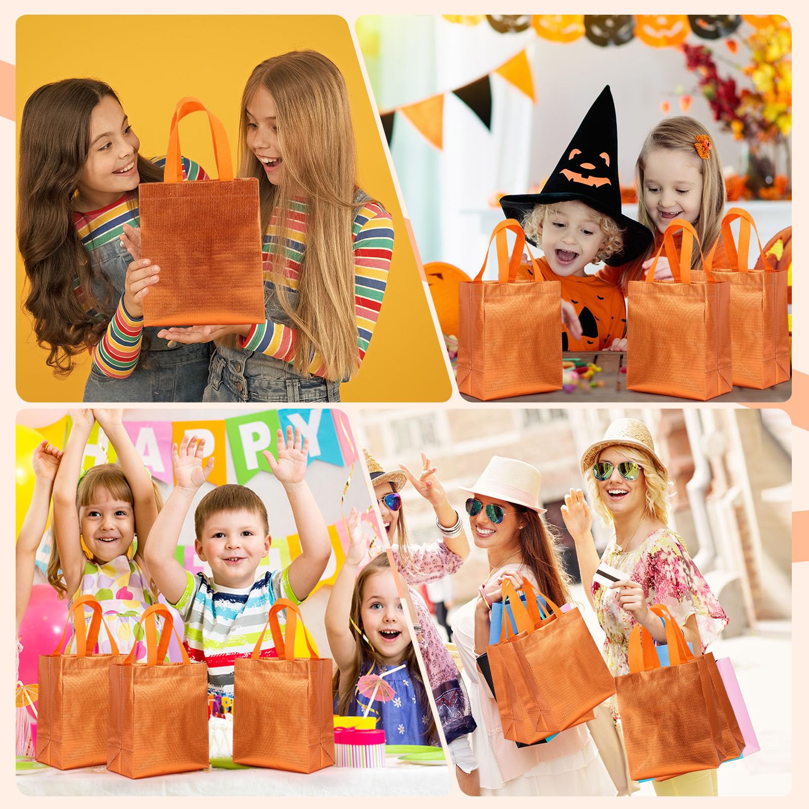 Eccliy 80 Pcs Reusable Gift Bags Set Glossy Grocery Gift Tote Bag with Hadnle for Wedding, Father's Day, Graduation, Summer Event (10 x 8 x 4.7 Inch,Black)