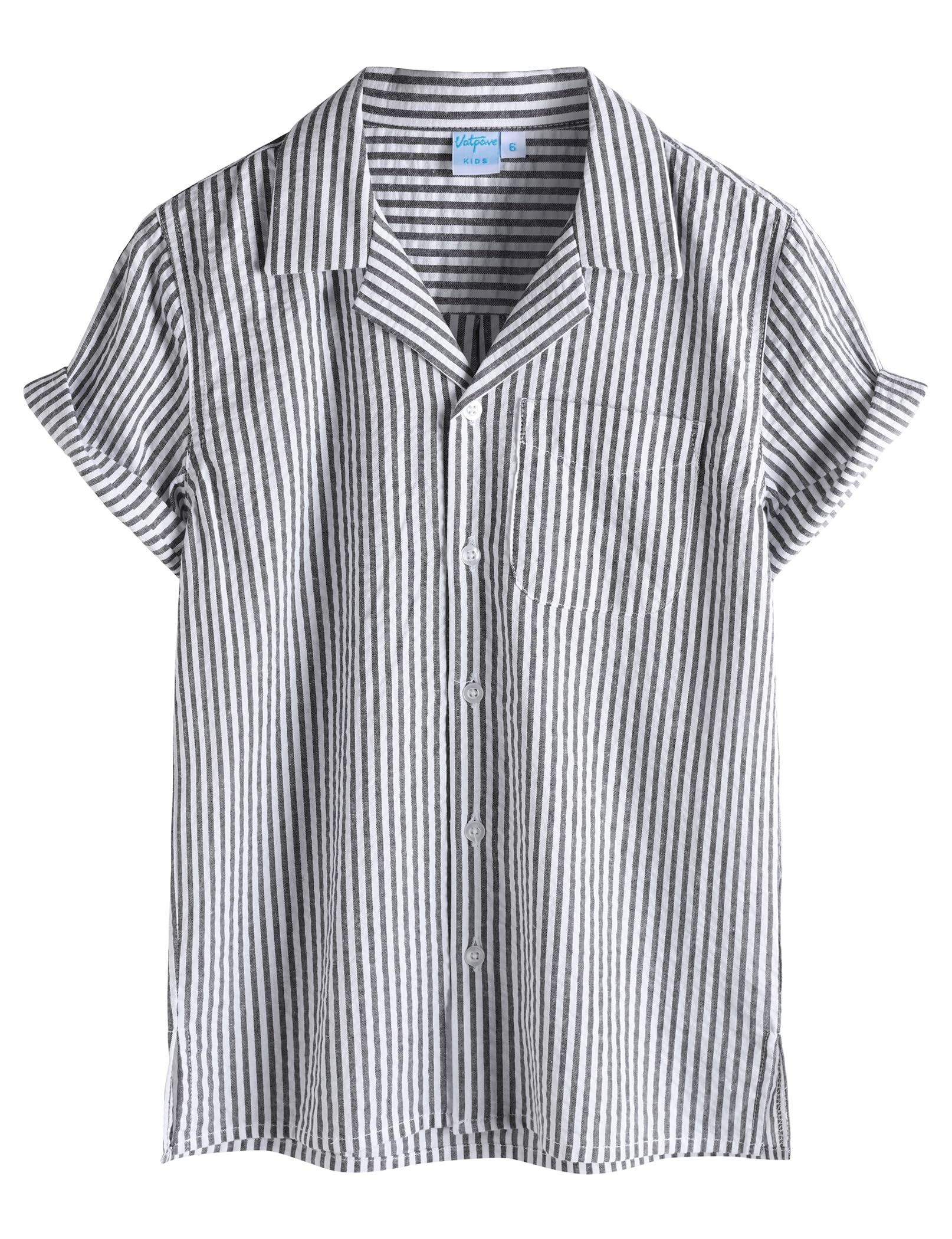 VATPAVE Boys Button Down Shirt Short Sleeve Casual Hawaiian Shirt Cuban Collar Summer Beach Shirts with Pocket