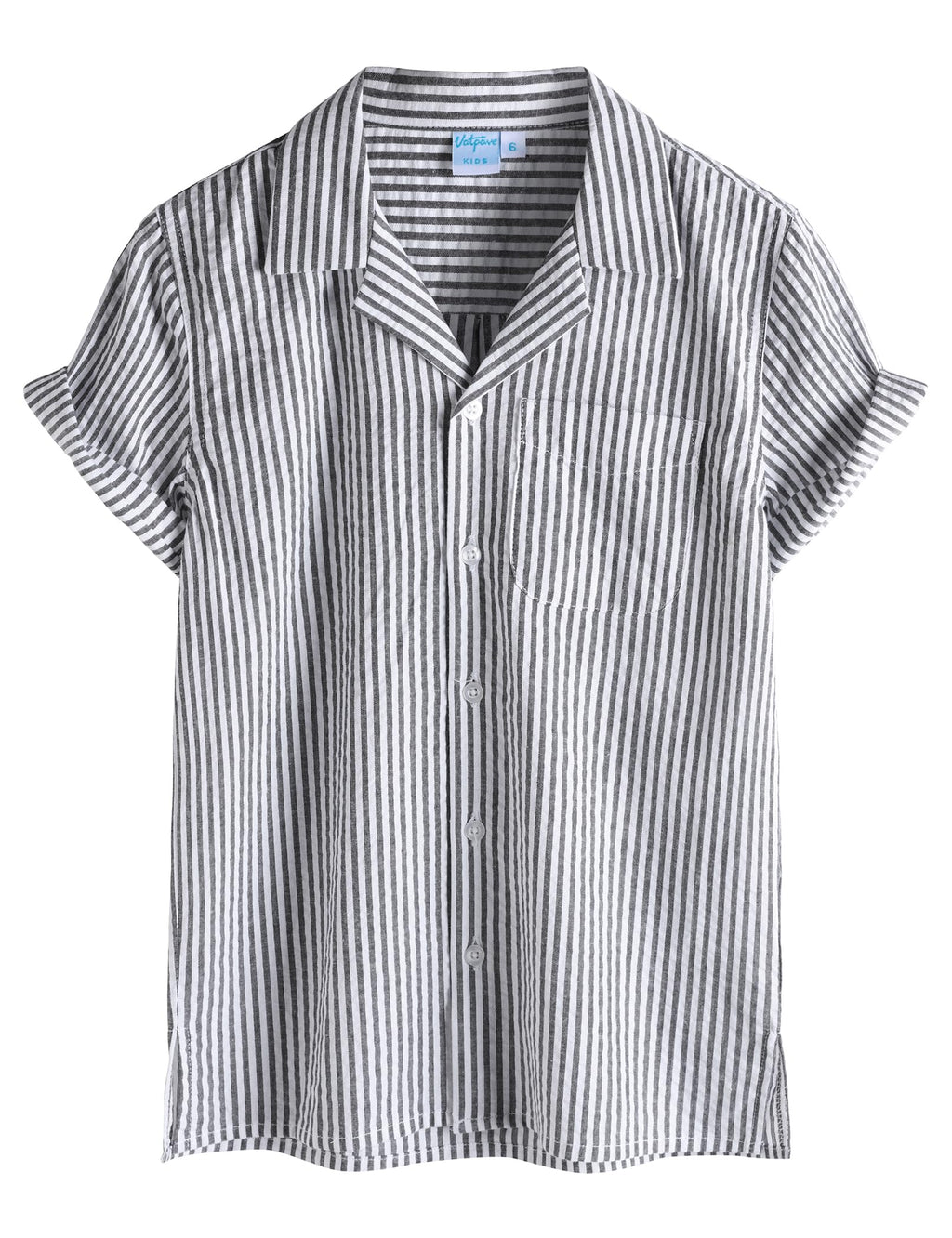 VATPAVE Boys Button Down Shirt Short Sleeve Casual Hawaiian Shirt Cuban Collar Summer Beach Shirts with Pocket