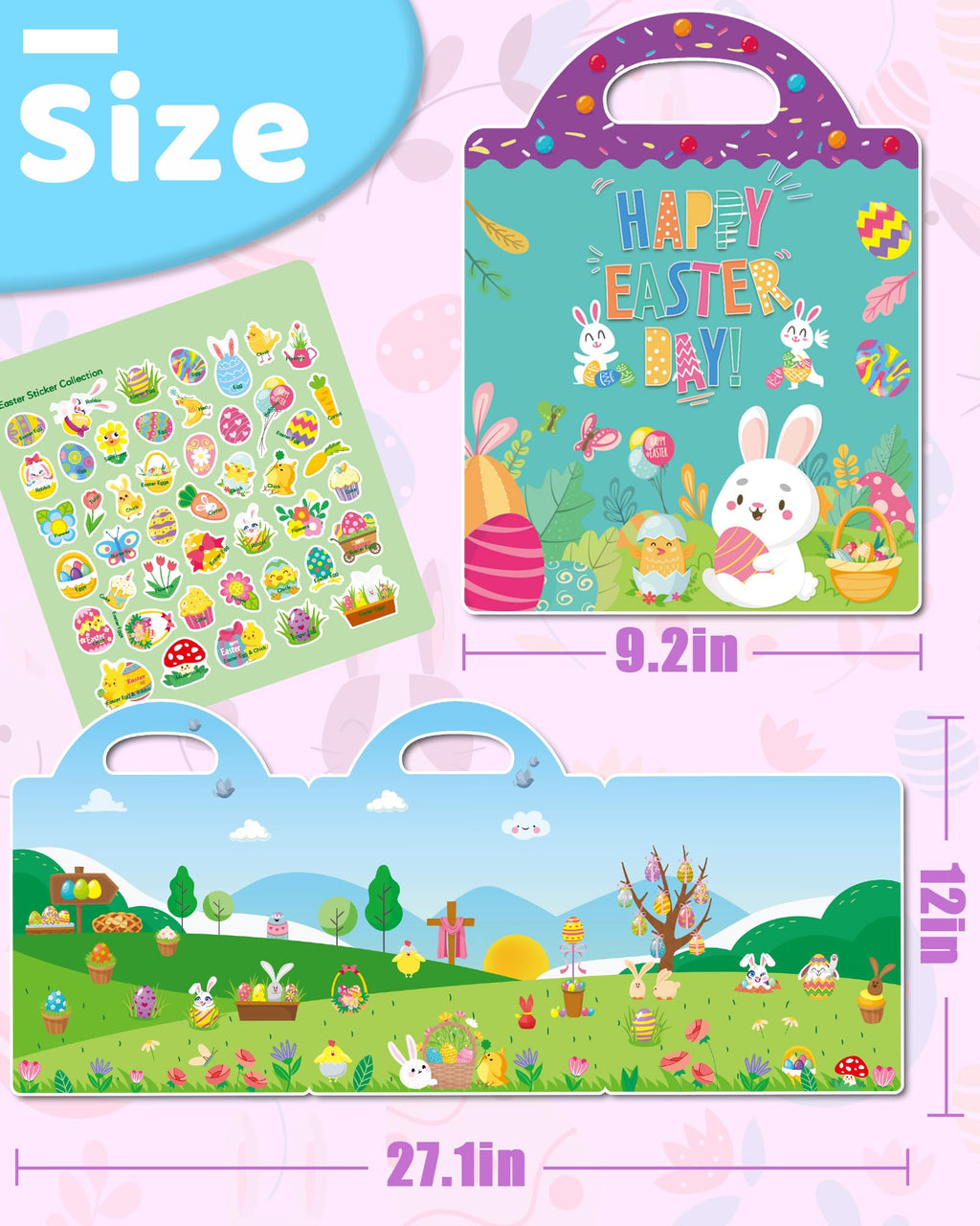 Benresive Reusable Sticker Book for Toddlers, Stickers for Kids, Travel Toys for Arts & Crafts Activities, Birthday Gift for Boys & Girls, Animals Dinosaurs Insects Themes