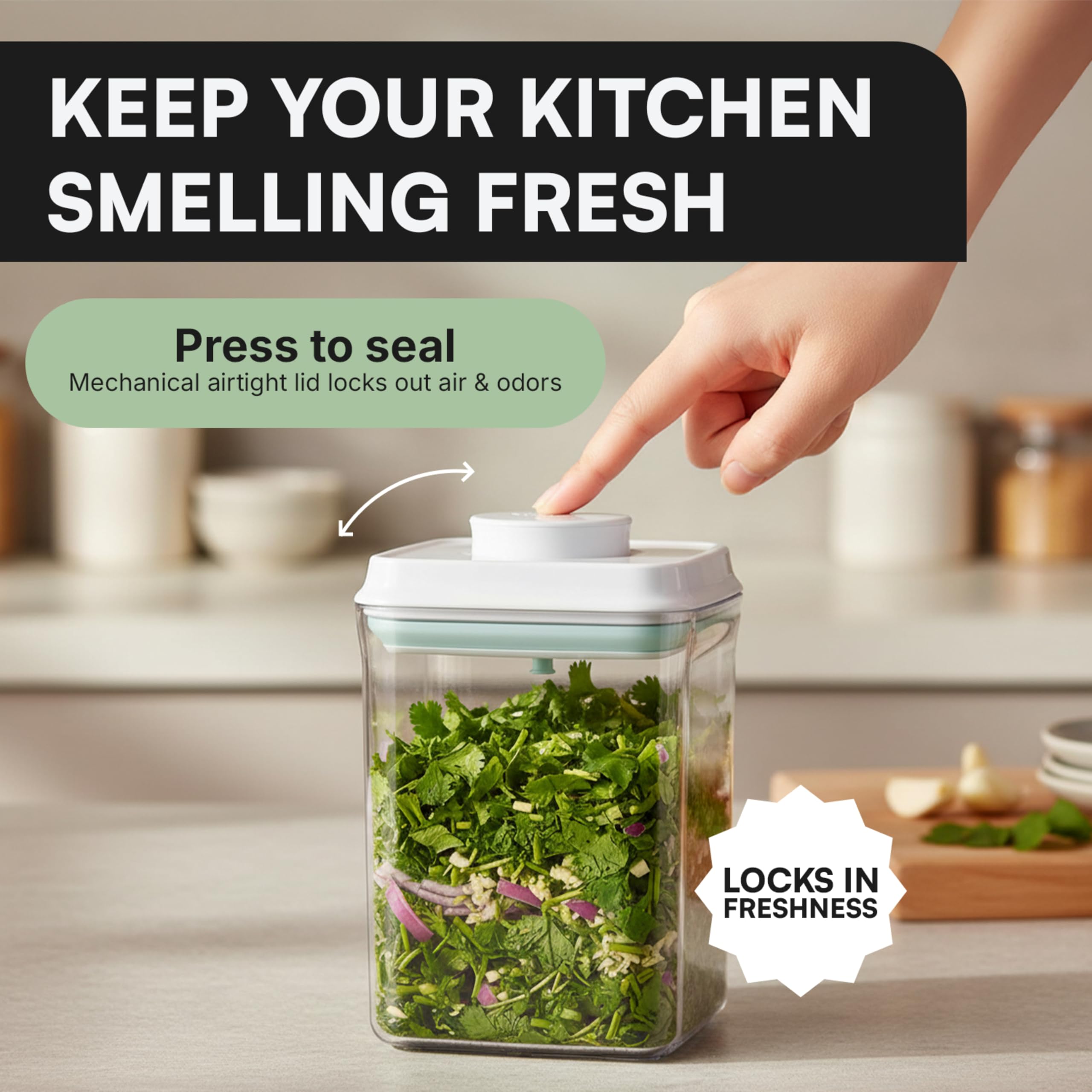 Bop Top Airtight Food Storage Containers with Lid 13.5 Cups / 108 oz | Kitchen Canister Sets | Air Tight Pantry Container | Pop Top Dry Food Storage Containers for Snacks, Sugar, Flour, Baking, Pasta