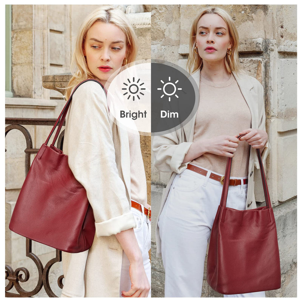 Kattee Women Soft Genuine Leather Totes Shoulder Bag Purses and Handbags with Top Magnetic Snap Closure