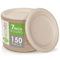 Ecovita 100% Compostable Paper Plates [7 in.] – 150 Disposable Plates Eco Friendly Sturdy Tree Free Liquid and Heat Resistant Alternative to Plastic or Paper Plates