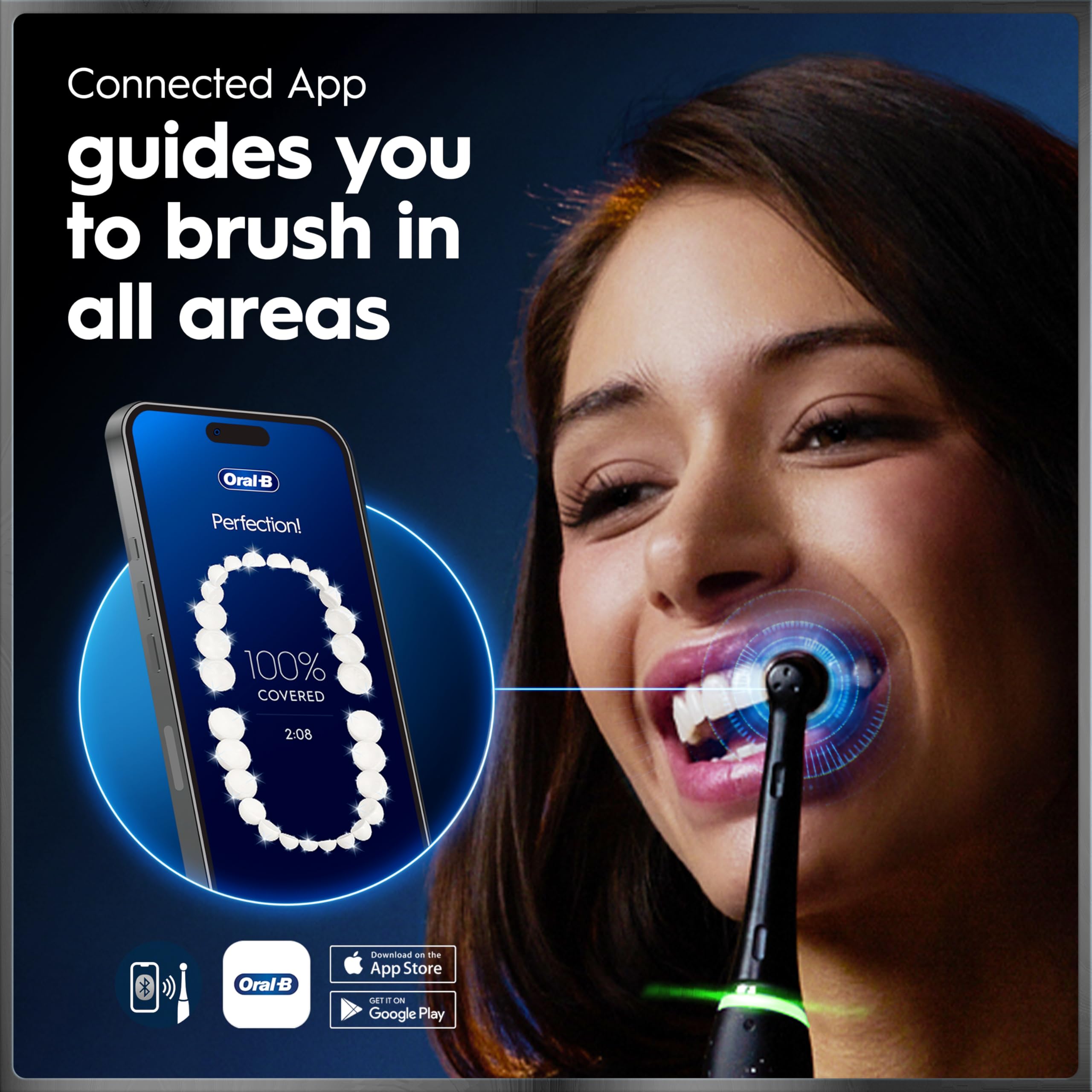 Oral-B Rechargeable Electric Toothbrush, iO10 Ultimate Clean, 7 Cleaning Modes, Interactive Display, iSense Charger, Charging Travel Case, 4 Brush Heads, Rechargeable Toothbrush, Black
