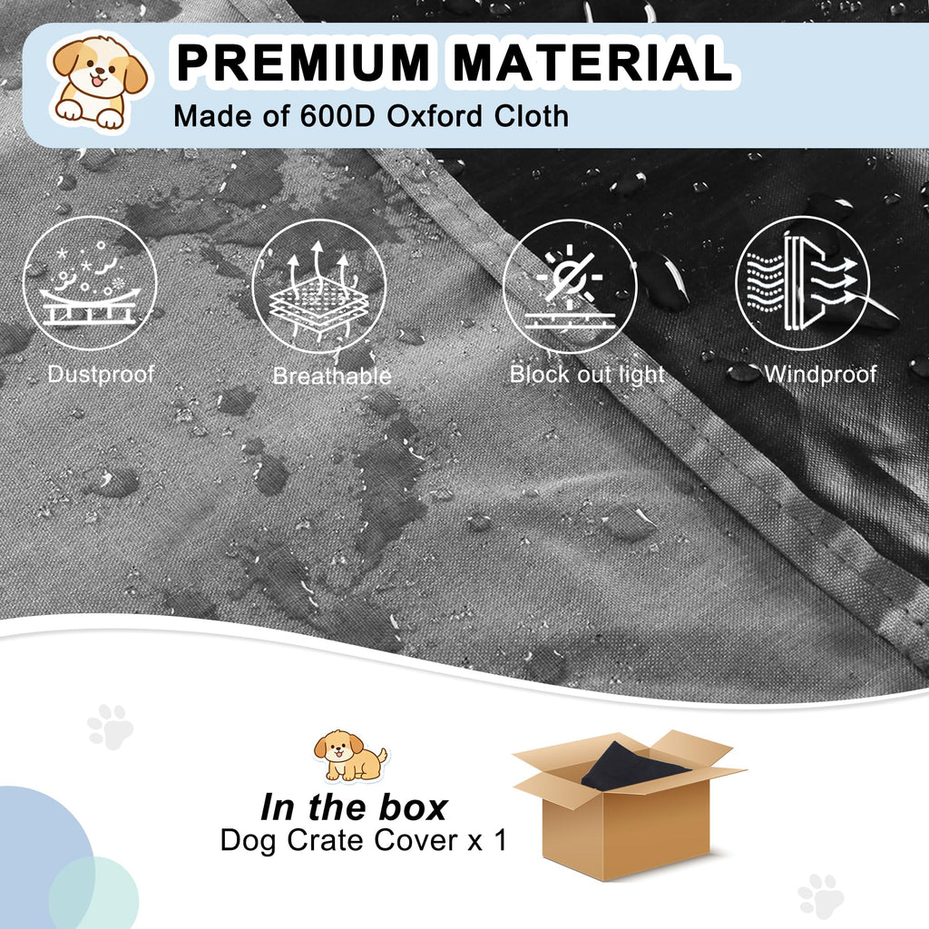 HiCaptain Dog Crate Cover 24.0" L x 18.0" W x 20.0" H with Breathable Mesh, Durable Heavy Duty Kennel Cover, Dual Zippered Panels, Windproof Waterproof UV-Resistant(Beige)