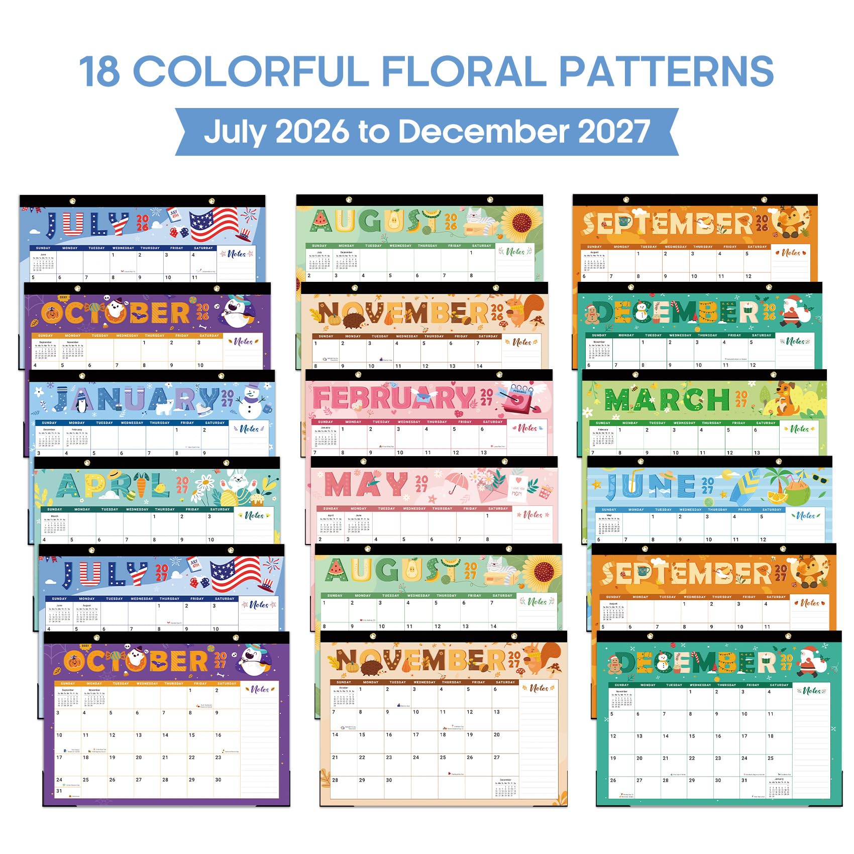 Desk Calendar 2026-2027, 21-Month Calendar Runs Until June 2027, Large 17" x 12" Monthly Desktop & Wall Calendar for Home & Office - Floral