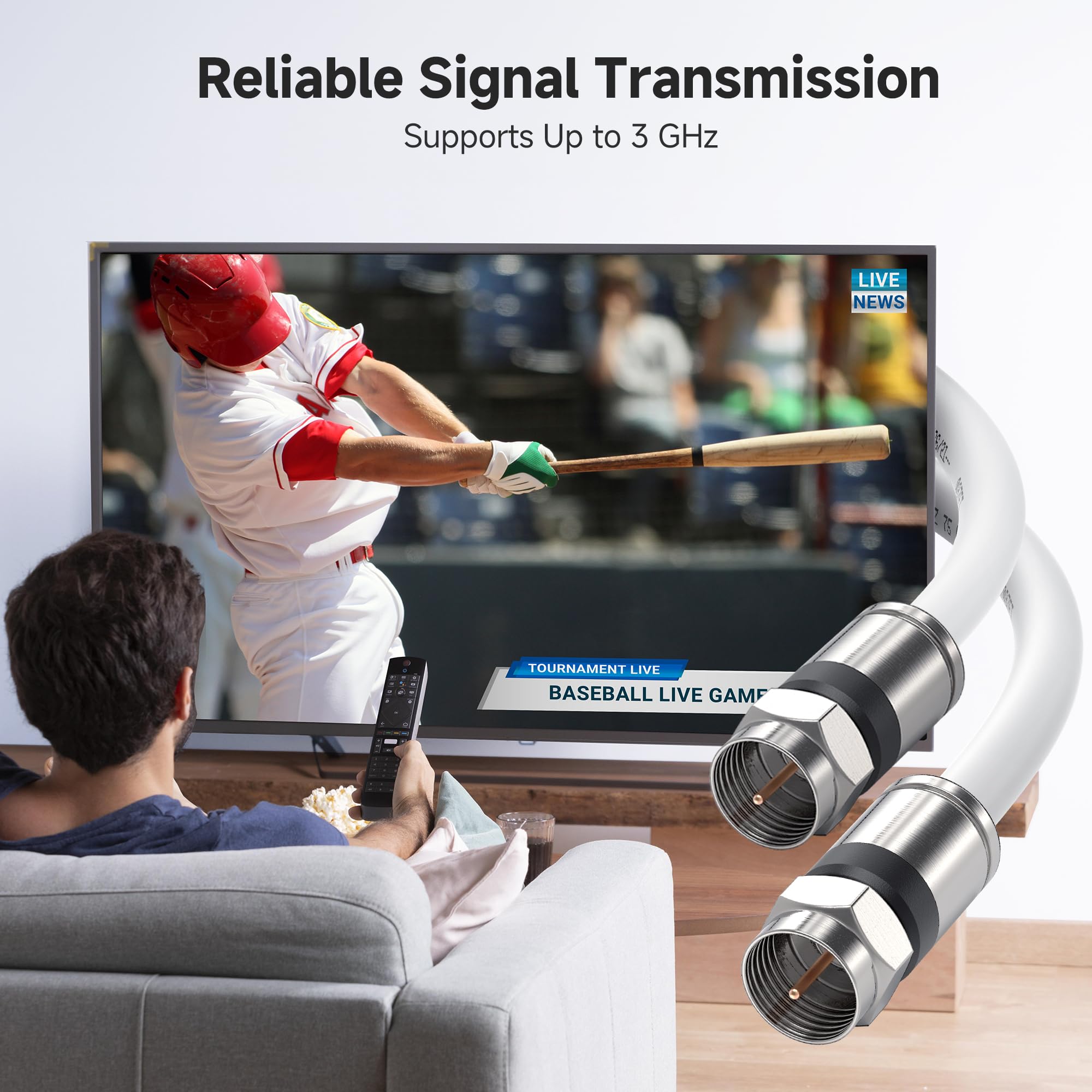 Cable Matters Short RG6 Coaxial Cable - 1.5ft, [CL2 Rated for in-Wall Use](CM) Quad Shield Coaxial Cable, RG6 Coax Cord for TV, Digital Router, Satellite Receiver and More, Black