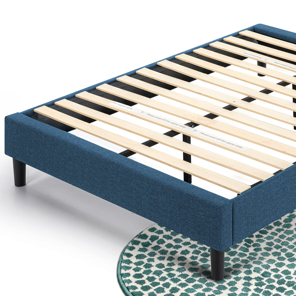 Zinus Curtis Upholstered Platform Bed Frame, Mattress Foundation, Wood Slat Support, No Box Spring Needed, Eco Friendly WonderBox (TM) Packaging, Dark Grey, Full