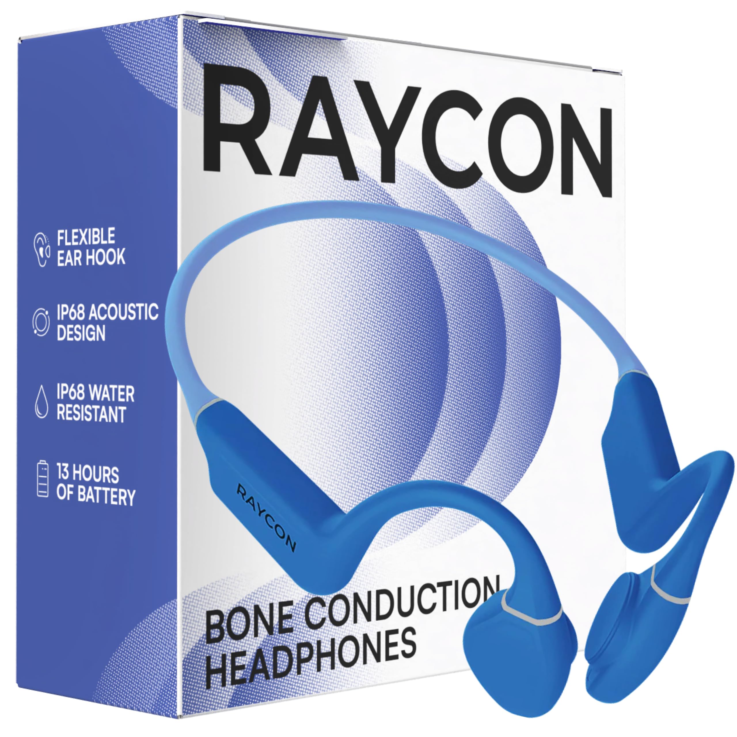 Raycon Bone Conduction Headphones Bluetooth - Open Ear Running Headphones, Sweat & Water-Resistant Earbuds with Mic for Sports & Workouts, 13hr Playtime (Blue)