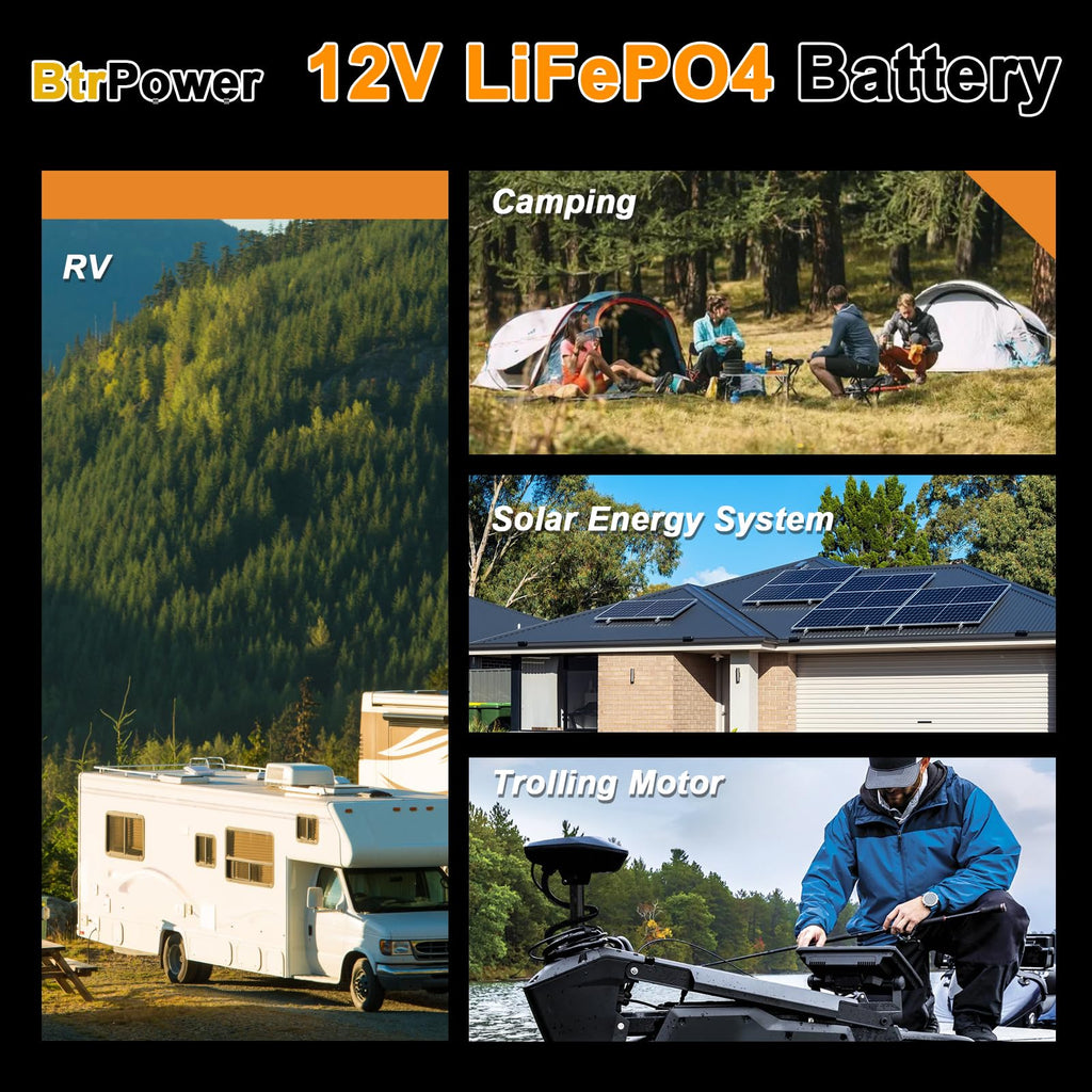 12V Lithium Battery,5000+ Deep Cycle LiFePO4 Battery with Built-in 100A BMS fit for Home Storage,Trolling Motor,RV,Off-Grid System,Solar Power System,Marine (2PACK-12V100AH)