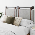 Nathan James Harlow Modern Wall Mount Hanging Headboard, Queen, Brown Faux Leather