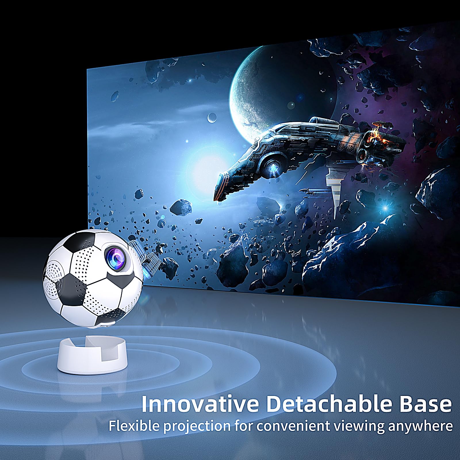 World Cup 2026 Projector with WiFi and Bluetooth, Portable Outdoor Movie Projector Compatible with Smartphone, Fire TV Stick, HDMI, USB