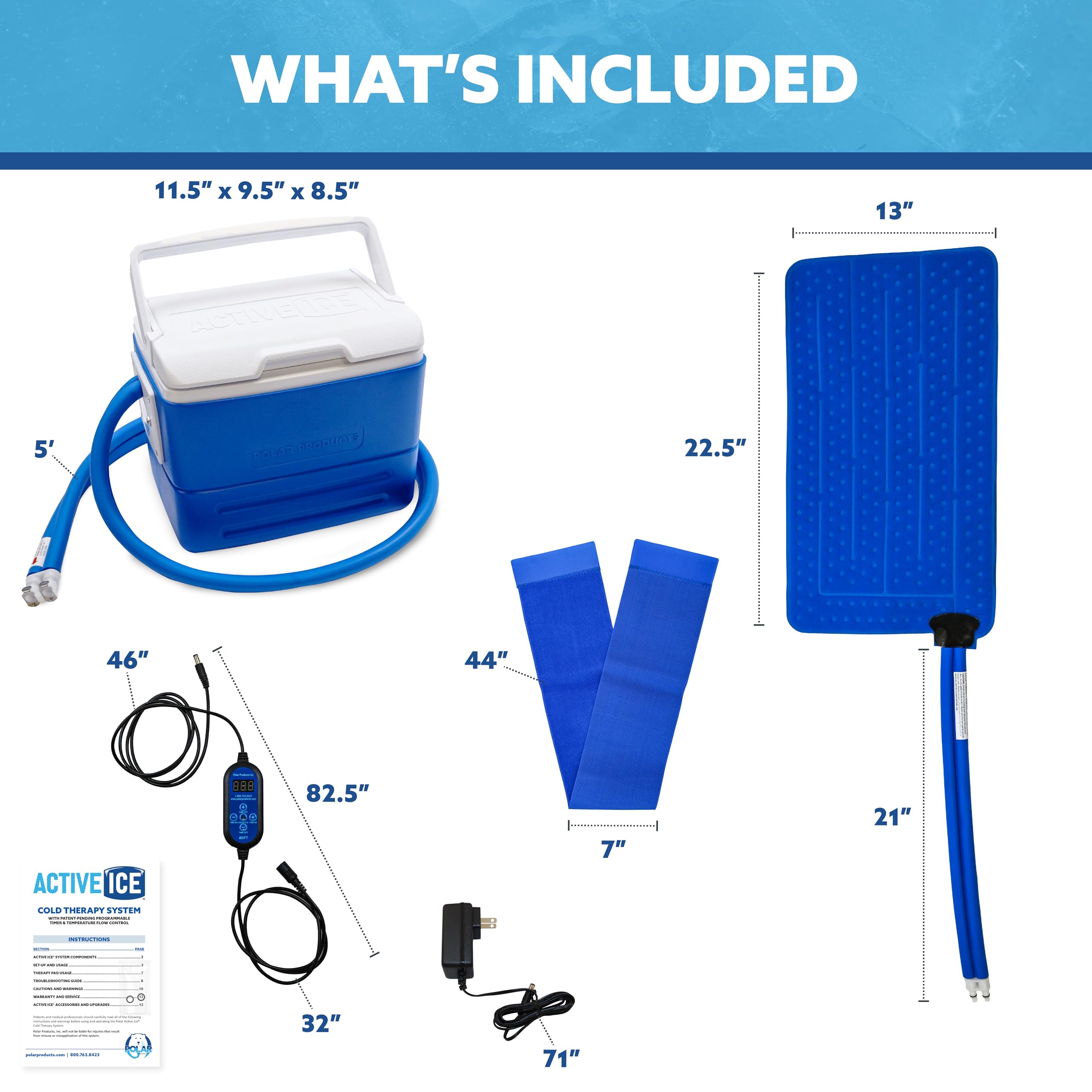 Polar Active Ice 3.0 Cold Therapy Ice Machine System with Programmable Timer, Back and Hip Compression Pad, Lightweight 9 Quart Cooler, Quiet Pump, Strong Cryotherapy Pain Relief Treatment