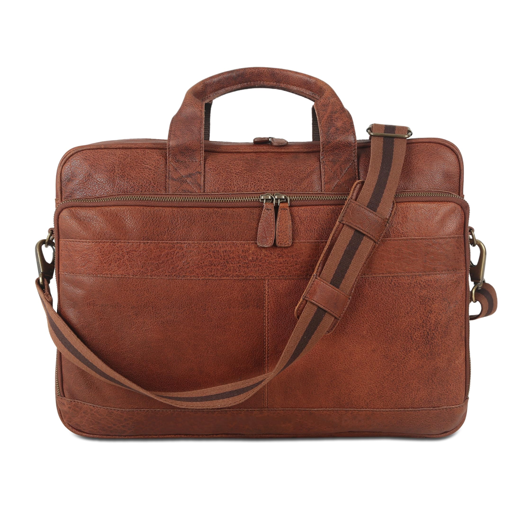 Leather briefcase 18 Inch Laptop Messenger Bags for Men and Women Best Office briefcase Satchel Bag (Black)