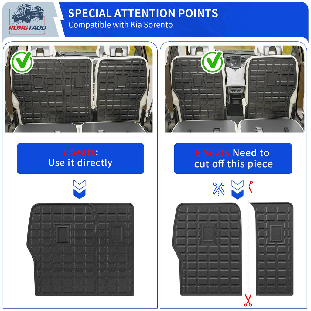 Rongtaod Back Seat Protector Compatible with 2021-2025 2026 Kia Sorento 6&7 Seats Back Seat Cover Kick Mats Cargo Liner Trunk Mat TPE All Weather 2024 Sorento Accessories (2nd Row Backrest Mat)