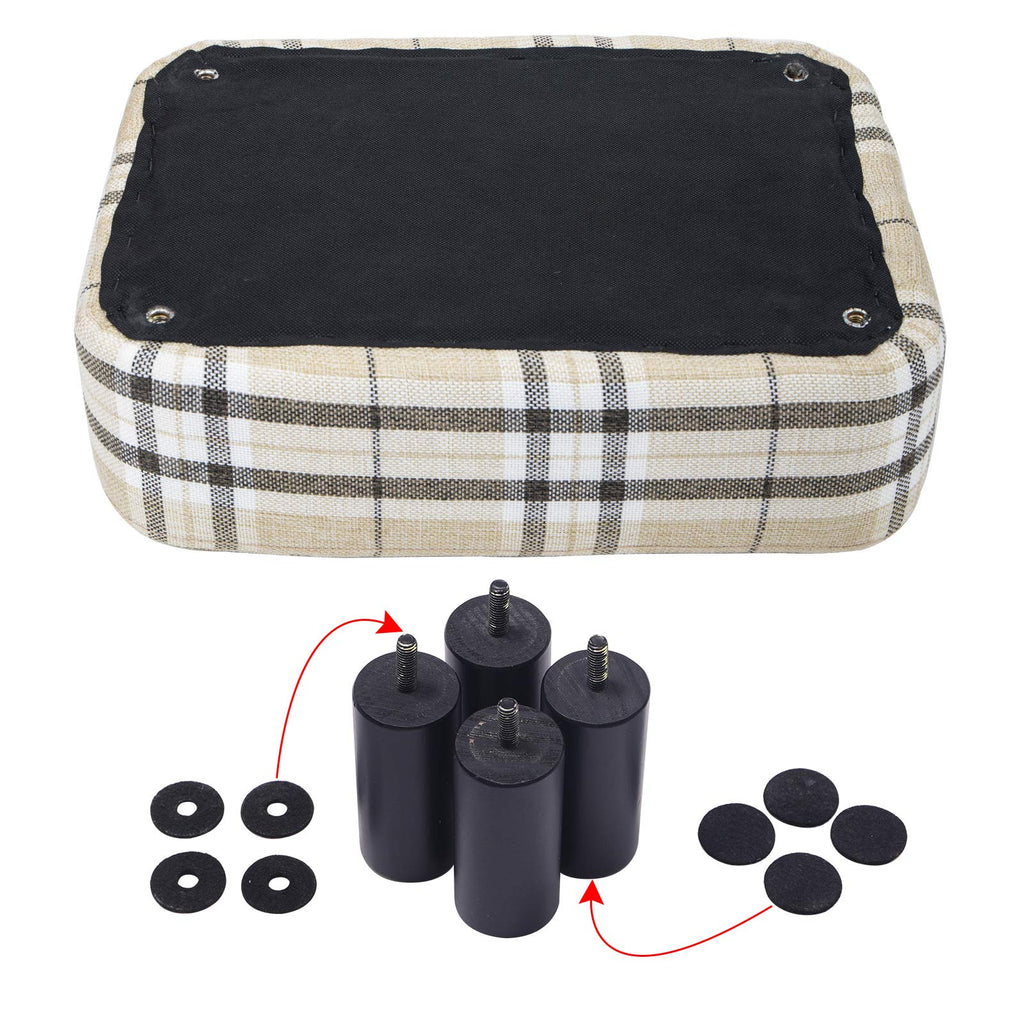IBUYKE 16.54" Small Footstool, PU Faux Leather Step Stool, with Padded Seat Pine Wood Legs and Padded Rectangular Stool, for Bedroom, Black RF-BD210